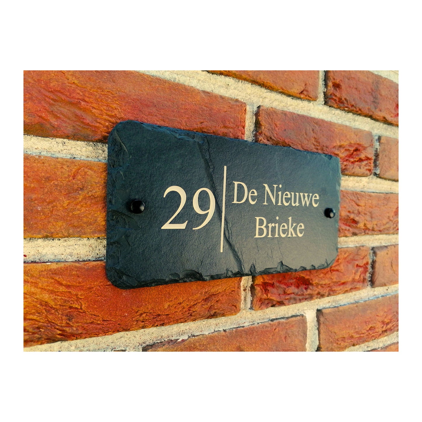 Engraved Natural Slate House Address Sign - Rustic Farmhouse Style Door Number - Wedding, Housewarming, Anniversary Gift Idea