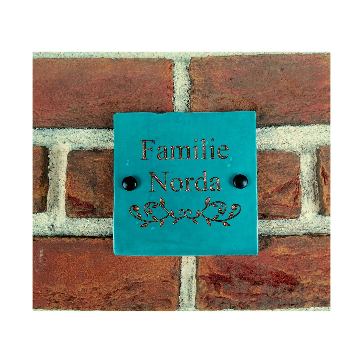 Engraved Ceramic Wall Tile Address Sign | Irish Handmade Square Door Number House Name | Rustic Custom Personalised Postcode Mailbox Irish