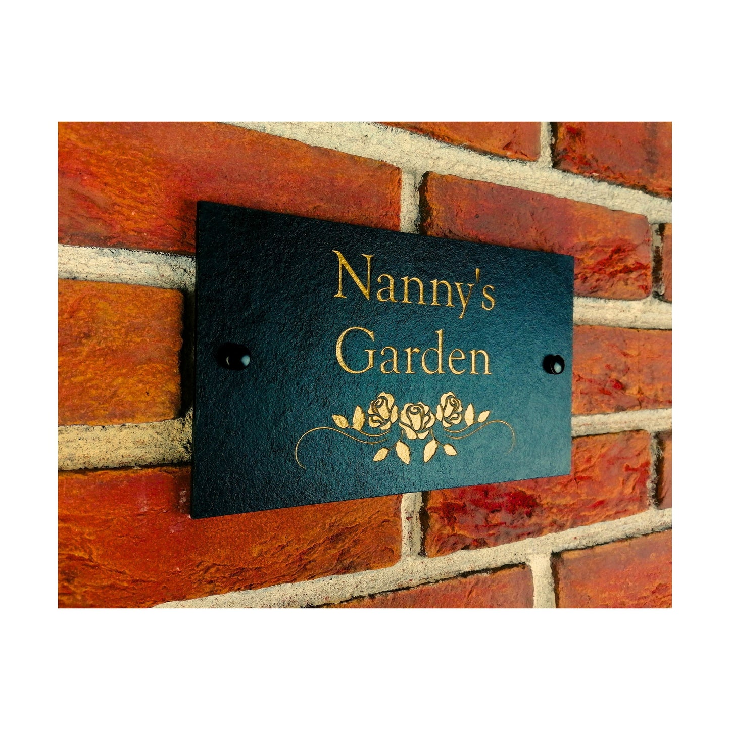 Engraved Natural Slate House Address Sign - Rustic Farmhouse Style Door Number - Wedding, Housewarming, Anniversary Gift Idea