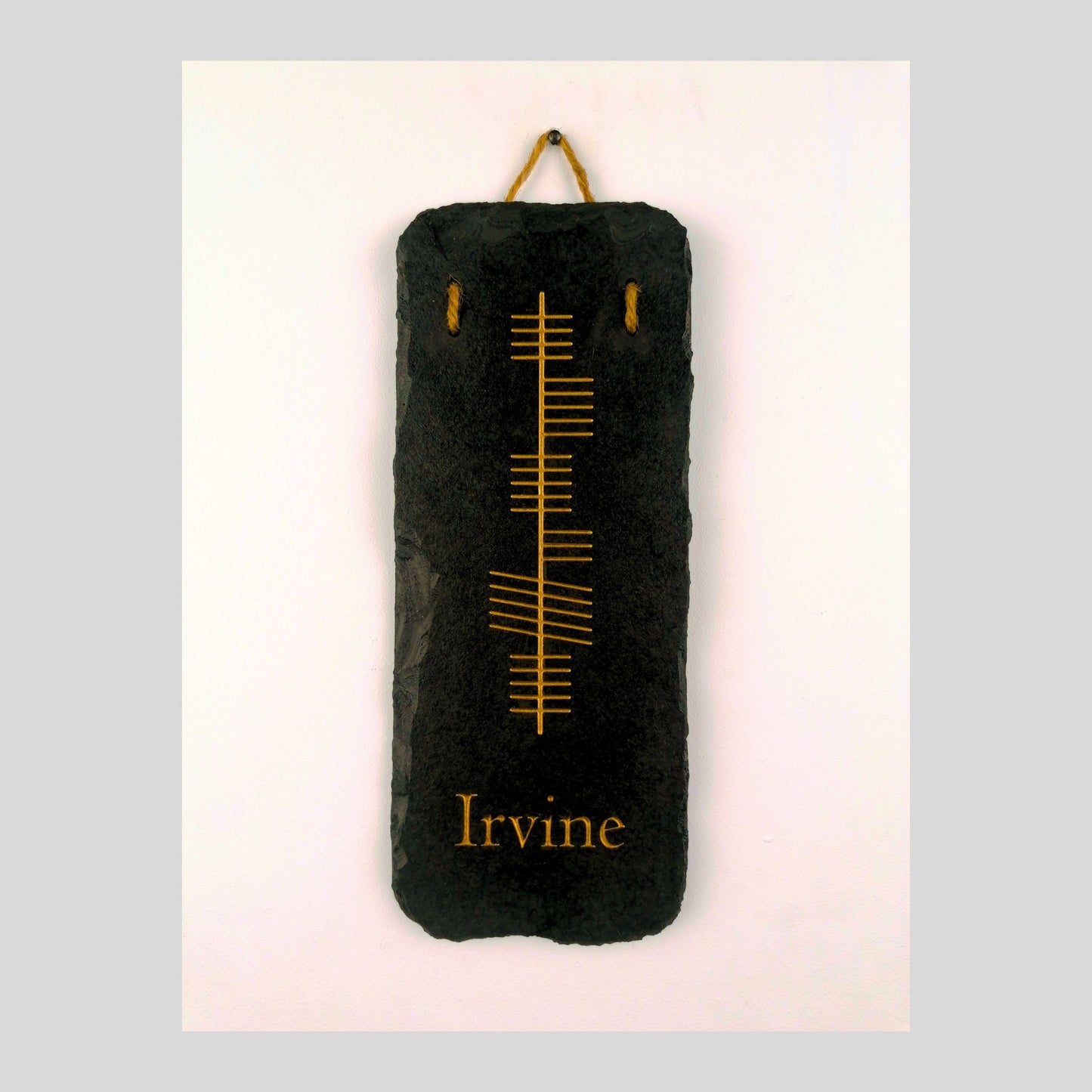 Ogham Wall Hanging | Natural Slate | Handmade Deep Engraved Signs | Celtic Irish Gaelic Traditional | Rustic Home Decor | Unique Gift Ideas