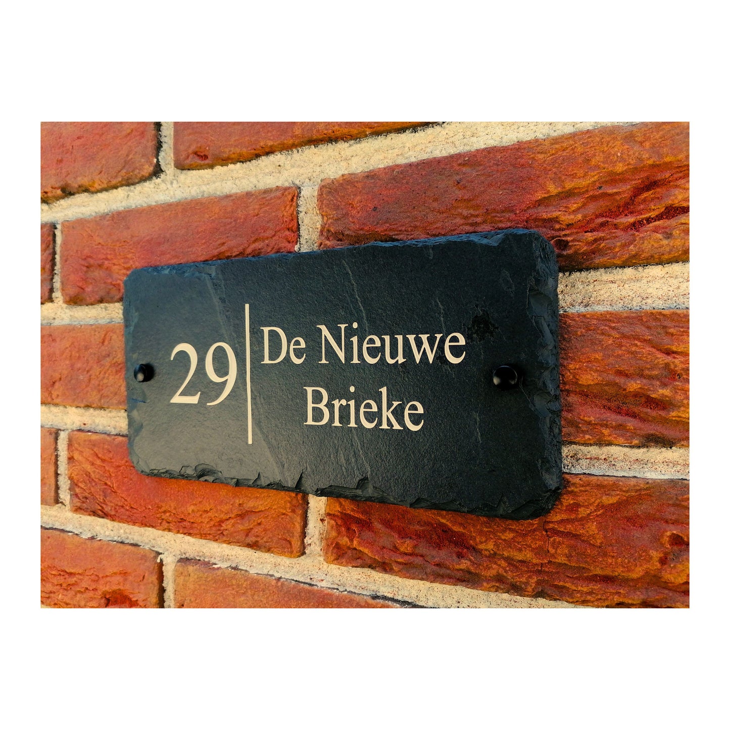 Engraved Natural Slate House Address Sign - Rustic Farmhouse Style Door Number - Wedding, Housewarming, Anniversary Gift Idea
