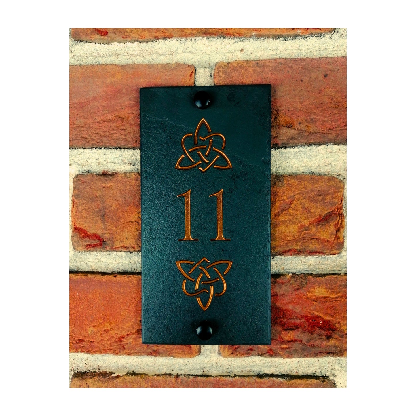 Engraved Natural Slate House Address Sign - Rustic Farmhouse Style Door Number - Wedding, Housewarming, Anniversary Gift Idea