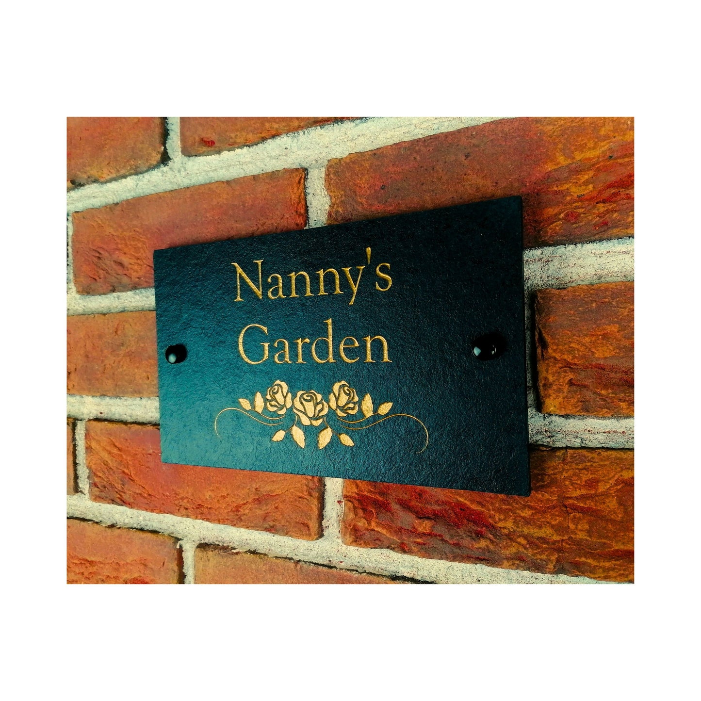 Engraved Natural Slate House Address Sign - Rustic Farmhouse Style Door Number - Wedding, Housewarming, Anniversary Gift Idea