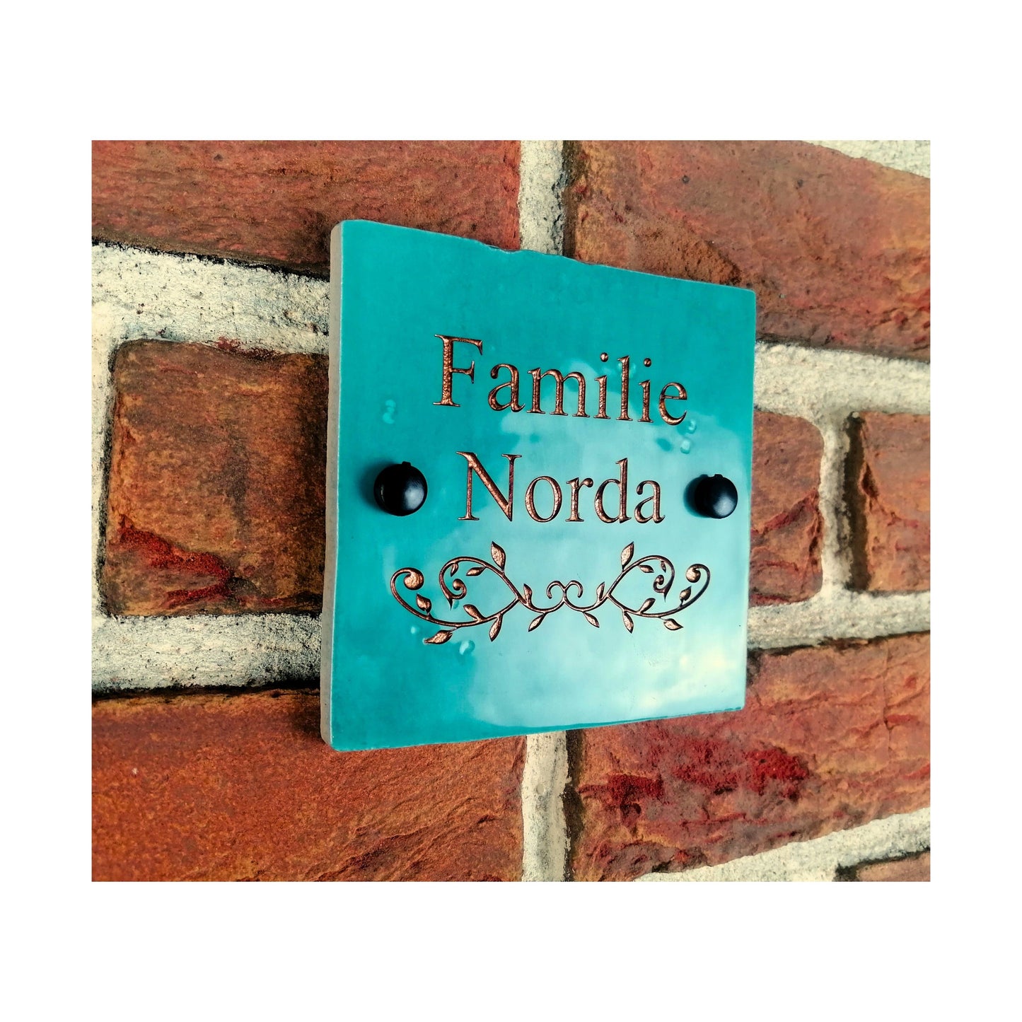 Engraved Ceramic Wall Tile Address Sign | Irish Handmade Square Door Number House Name | Rustic Custom Personalised Postcode Mailbox Irish