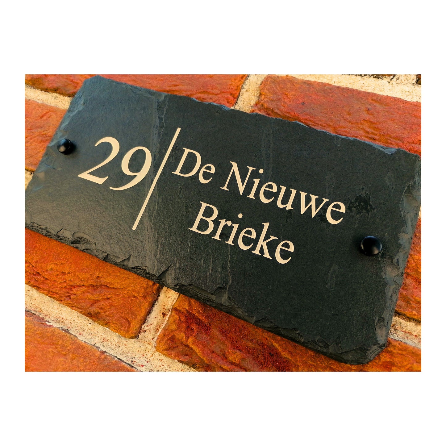 Engraved Natural Slate House Address Sign - Rustic Farmhouse Style Door Number - Wedding, Housewarming, Anniversary Gift Idea