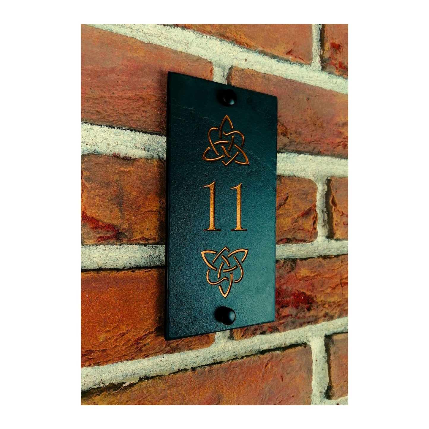 Engraved Natural Slate House Address Sign - Rustic Farmhouse Style Door Number - Wedding, Housewarming, Anniversary Gift Idea