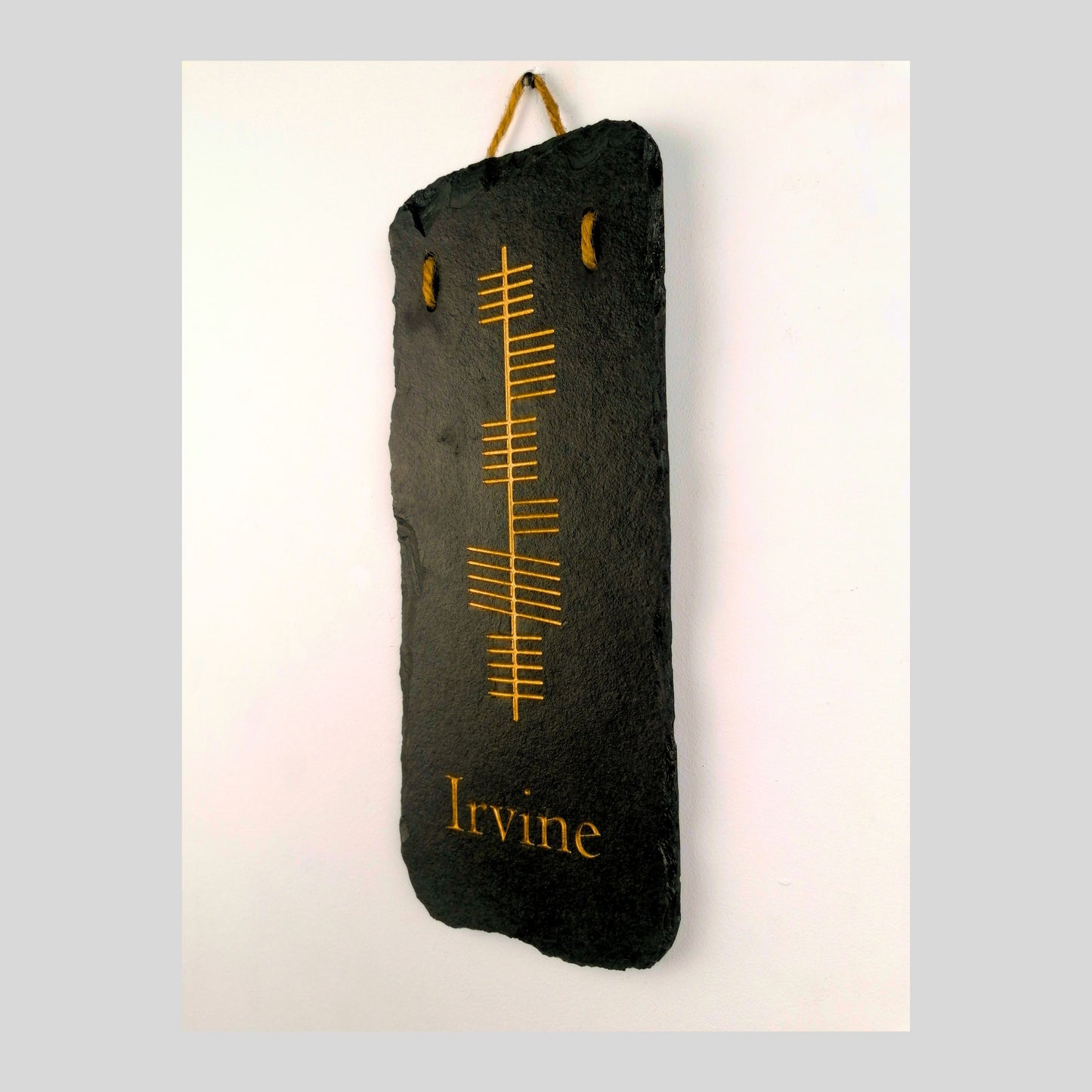 Ogham Wall Hanging | Natural Slate | Handmade Deep Engraved Signs | Celtic Irish Gaelic Traditional | Rustic Home Decor | Unique Gift Ideas