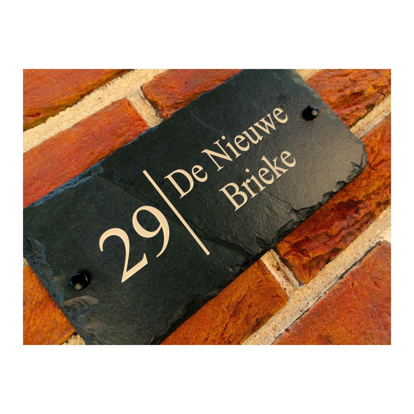 Engraved Natural Slate House Address Sign - Rustic Farmhouse Style Door Number - Wedding, Housewarming, Anniversary Gift Idea