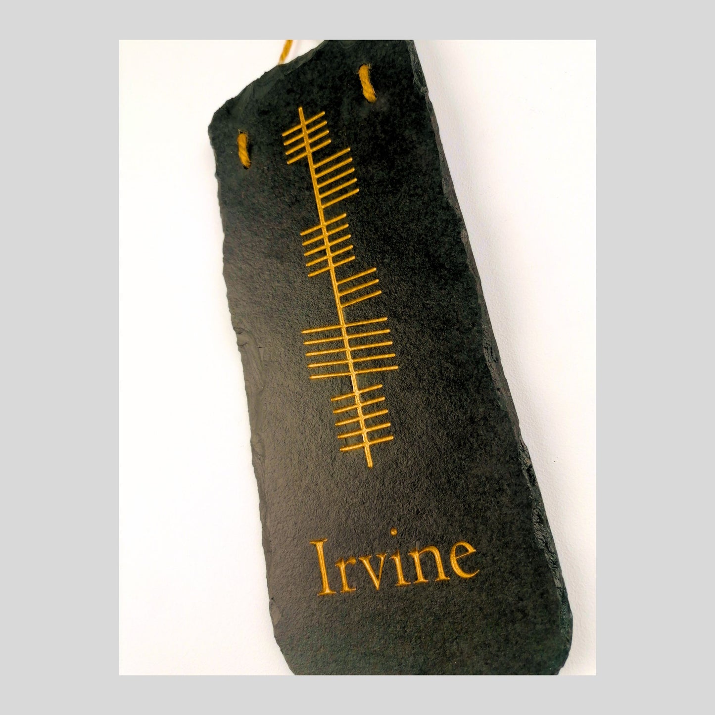 Ogham Wall Hanging | Natural Slate | Handmade Deep Engraved Signs | Celtic Irish Gaelic Traditional | Rustic Home Decor | Unique Gift Ideas