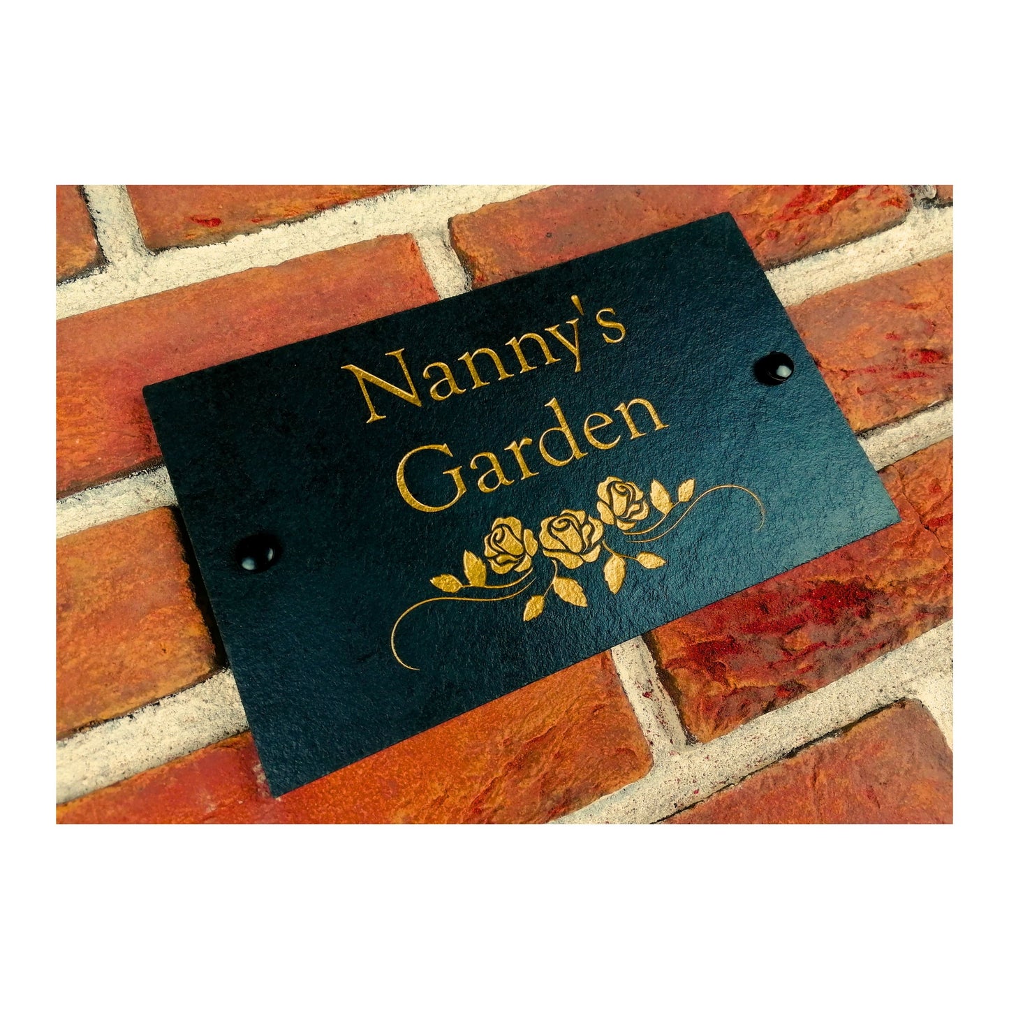 Engraved Natural Slate House Address Sign - Rustic Farmhouse Style Door Number - Wedding, Housewarming, Anniversary Gift Idea