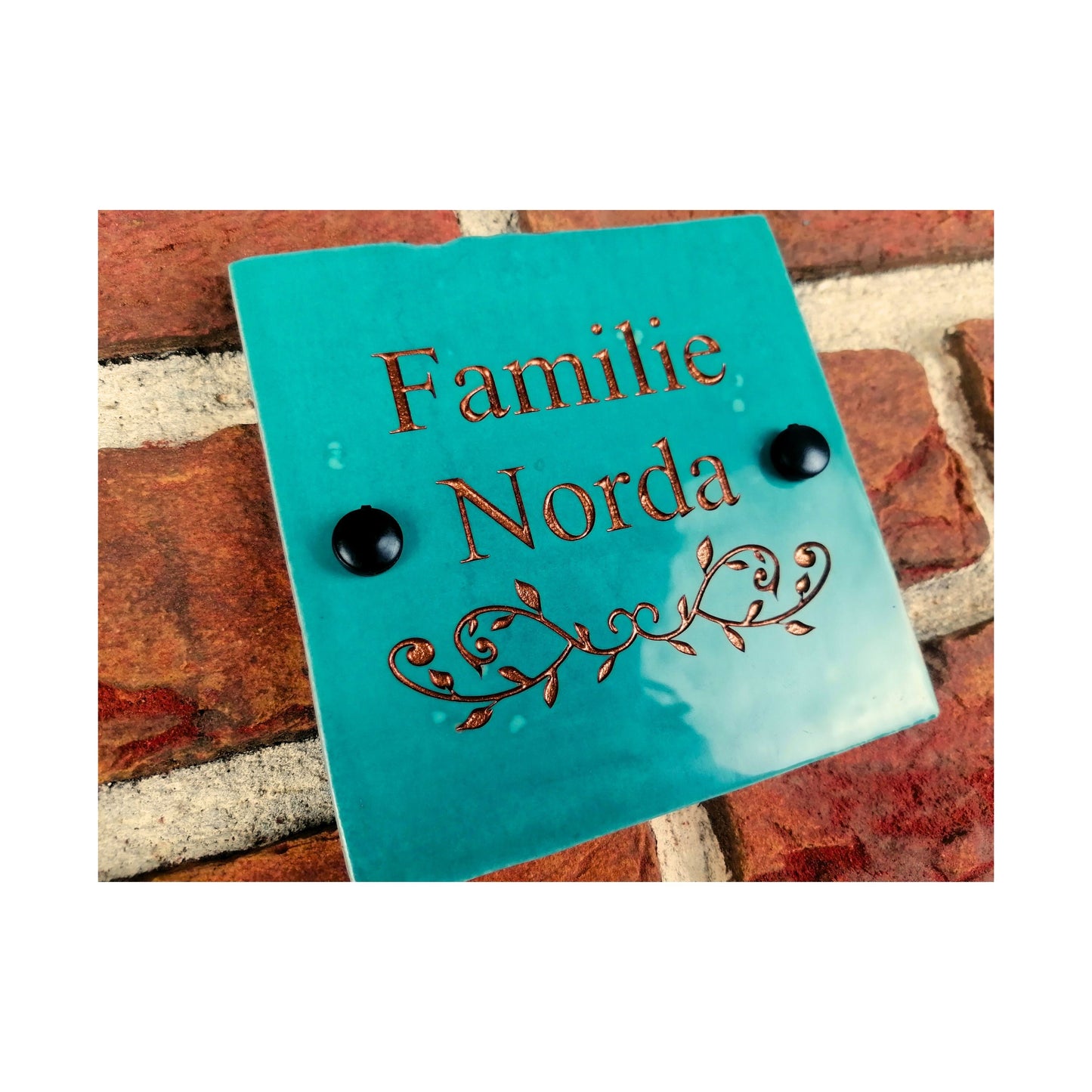 Engraved Ceramic Wall Tile Address Sign | Irish Handmade Square Door Number House Name | Rustic Custom Personalised Postcode Mailbox Irish