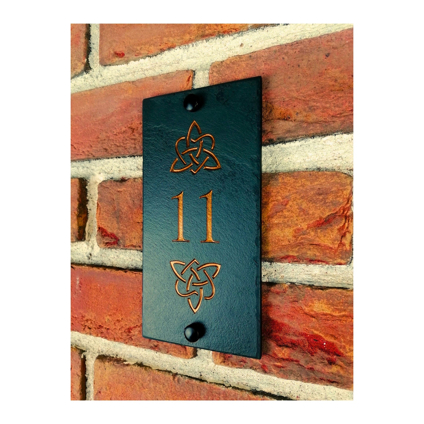 Engraved Natural Slate House Address Sign - Rustic Farmhouse Style Door Number - Wedding, Housewarming, Anniversary Gift Idea