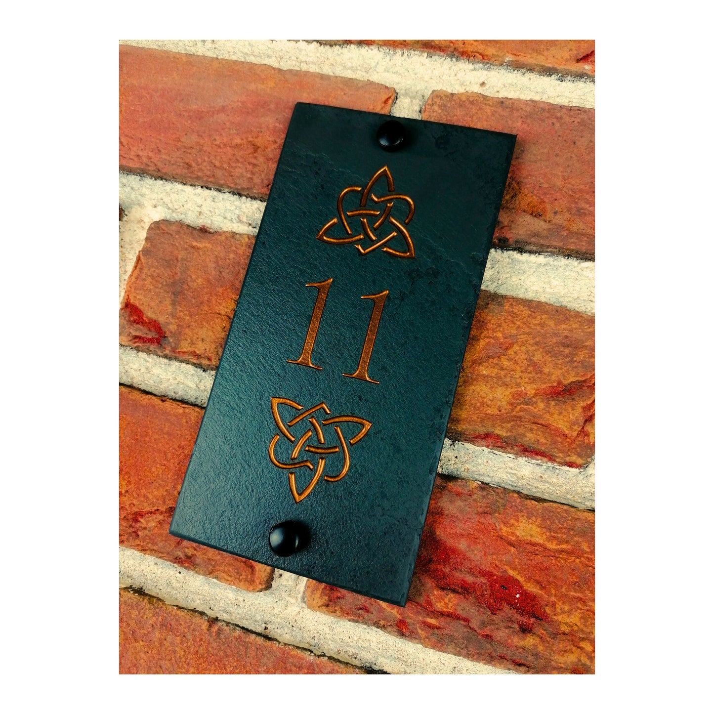 Engraved Natural Slate House Address Sign - Rustic Farmhouse Style Door Number - Wedding, Housewarming, Anniversary Gift Idea