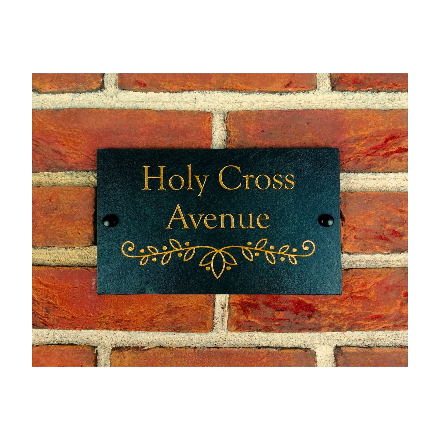Engraved Natural Slate House Address Sign - Rustic Farmhouse Style Door Number - Wedding, Housewarming, Anniversary Gift Idea