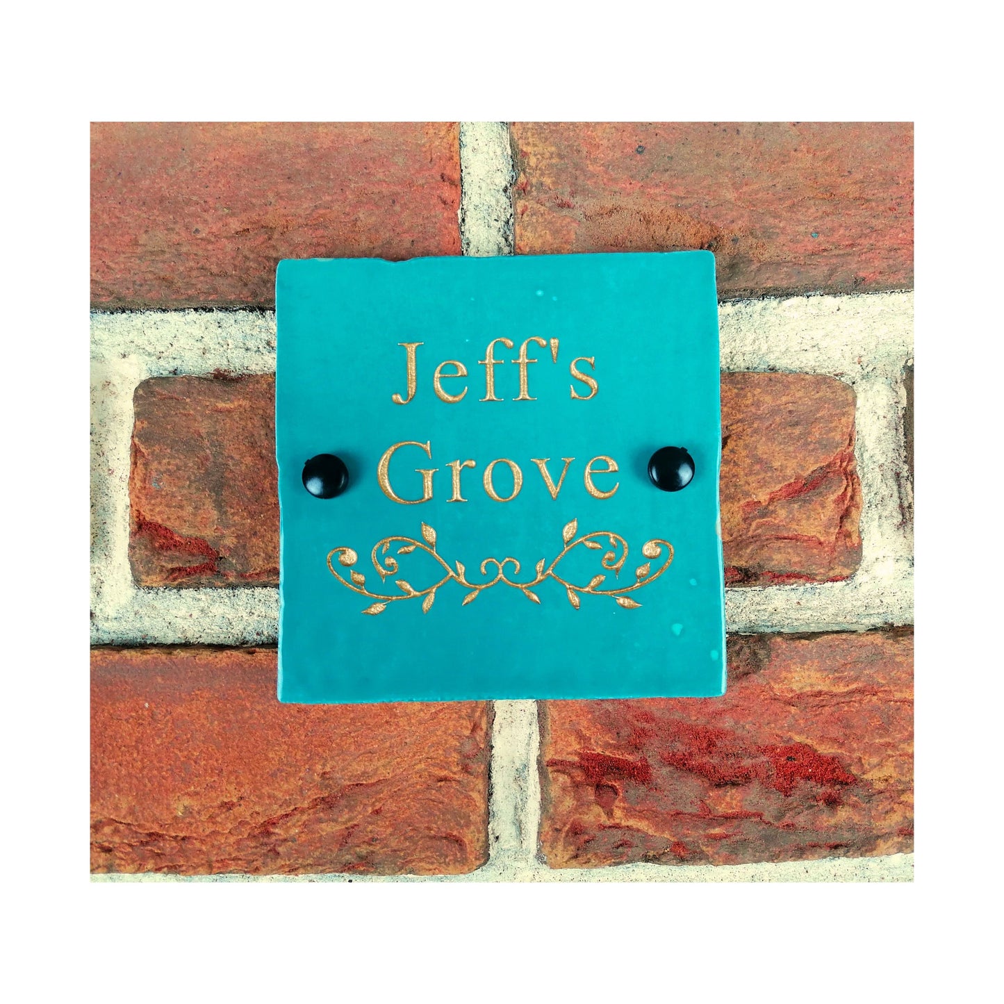 Engraved Ceramic Wall Tile Address Sign | Irish Handmade Square Door Number House Name | Rustic Custom Personalised Postcode Mailbox Irish