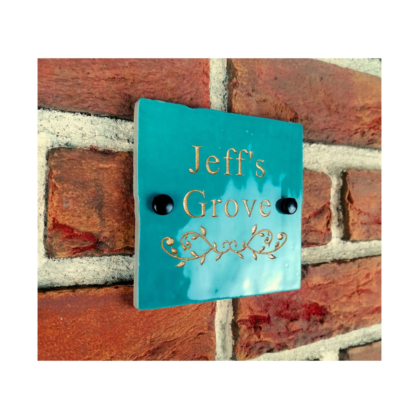 Engraved Ceramic Wall Tile Address Sign | Irish Handmade Square Door Number House Name | Rustic Custom Personalised Postcode Mailbox Irish