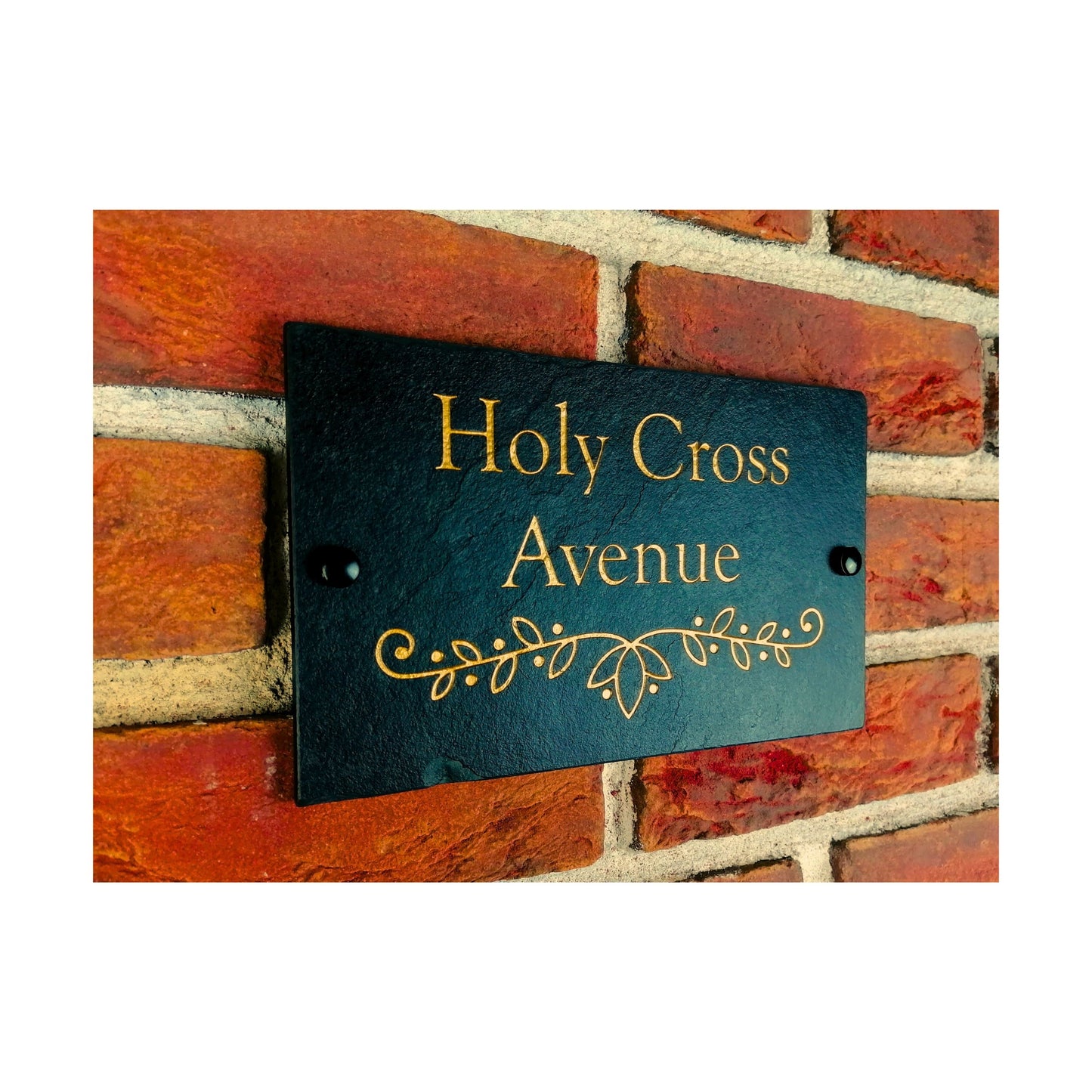 Engraved Natural Slate House Address Sign - Rustic Farmhouse Style Door Number - Wedding, Housewarming, Anniversary Gift Idea