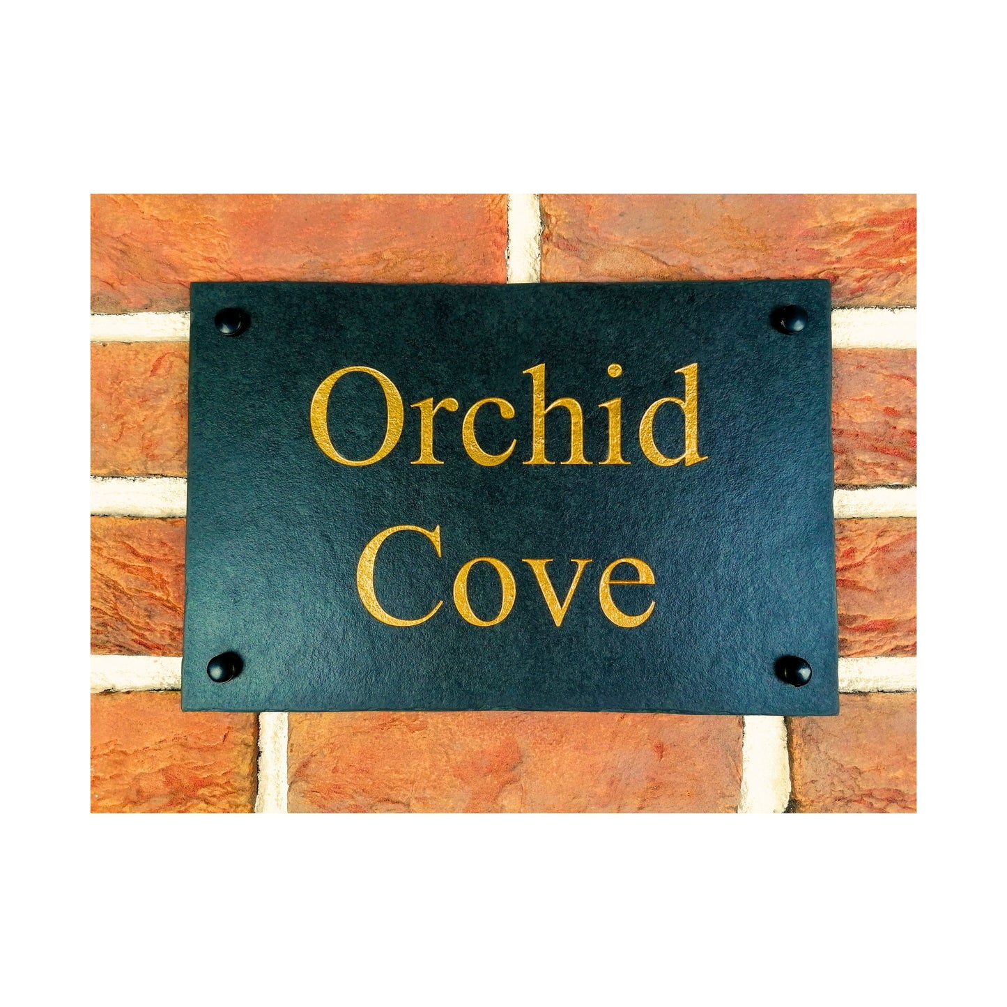 Engraved Natural Slate House Address Sign - Rustic Farmhouse Style Door Number - Wedding, Housewarming, Anniversary Gift Idea