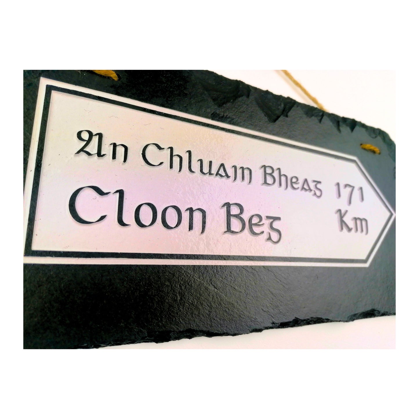 Irish Street Road Sign | Town Village Hometown | Rustic Natural Slate Wall Hanging