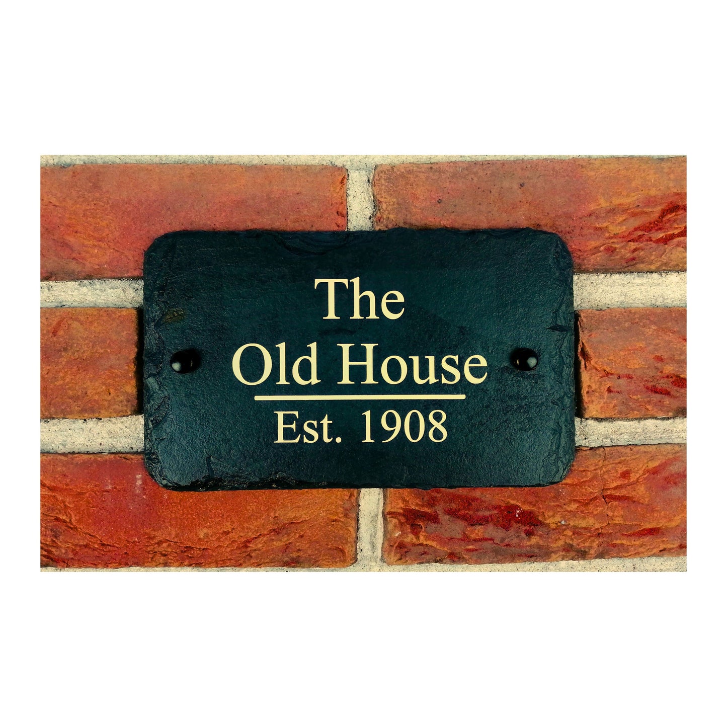 Engraved Natural Slate House Address Sign - Rustic Farmhouse Style Door Number - Wedding, Housewarming, Anniversary Gift Idea