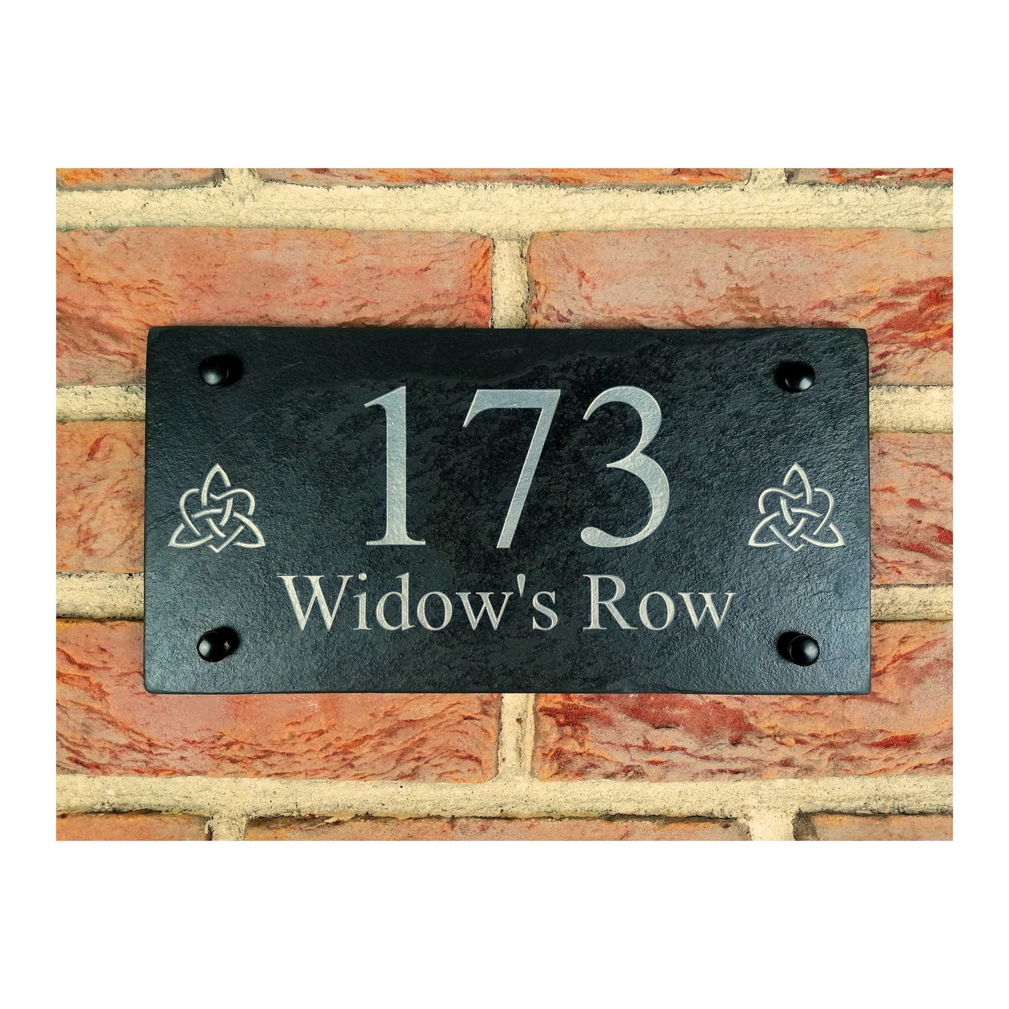 Engraved Natural Slate House Address Sign - Rustic Farmhouse Style Door Number - Wedding, Housewarming, Anniversary Gift Idea
