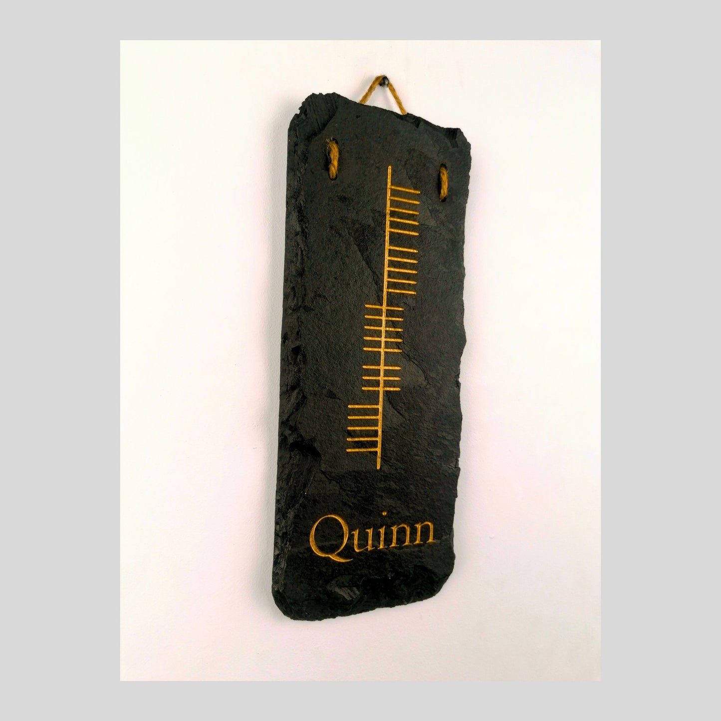 Ogham Wall Hanging | Natural Slate | Handmade Deep Engraved Signs | Celtic Irish Gaelic Traditional | Rustic Home Decor | Unique Gift Ideas
