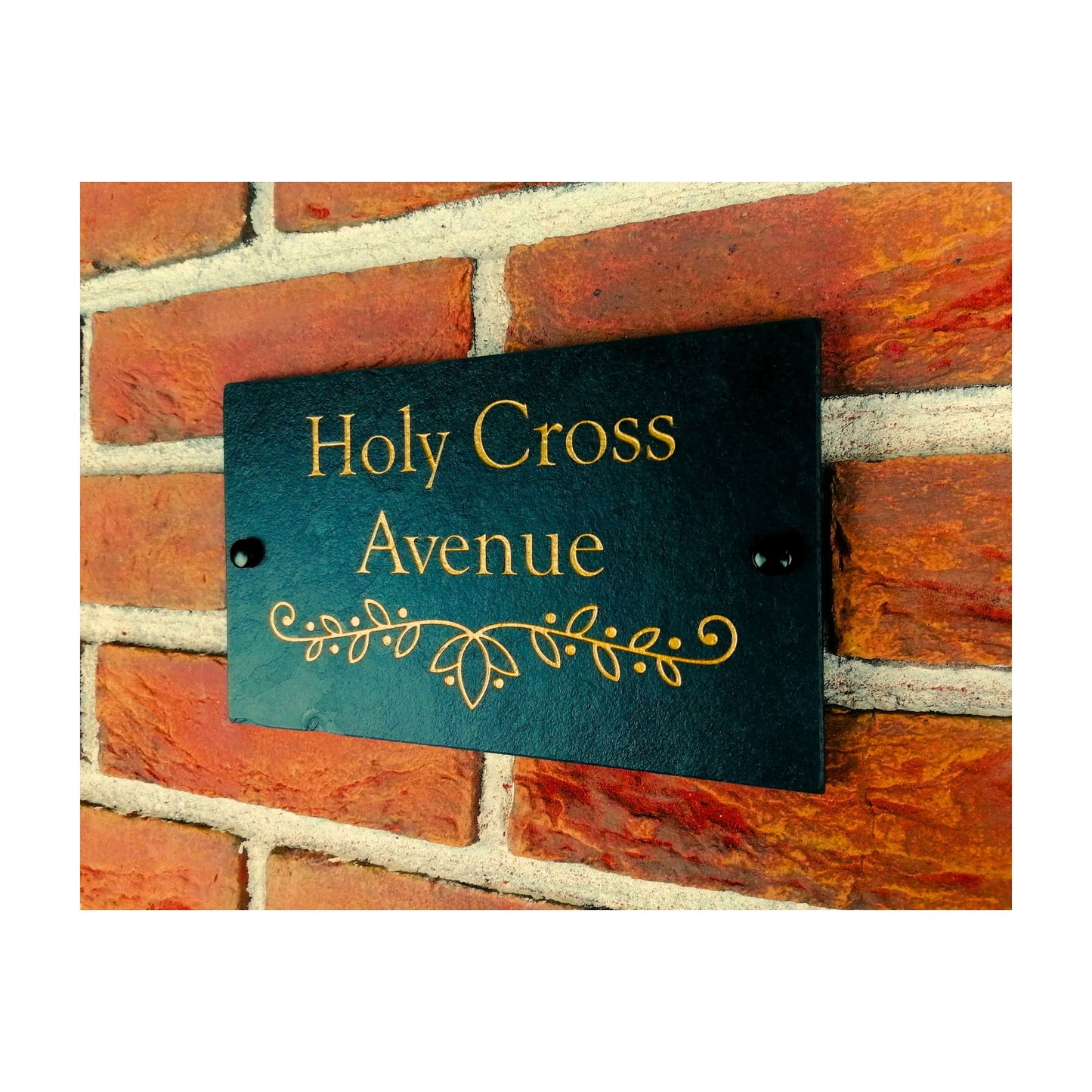 Engraved Natural Slate House Address Sign - Rustic Farmhouse Style Door Number - Wedding, Housewarming, Anniversary Gift Idea