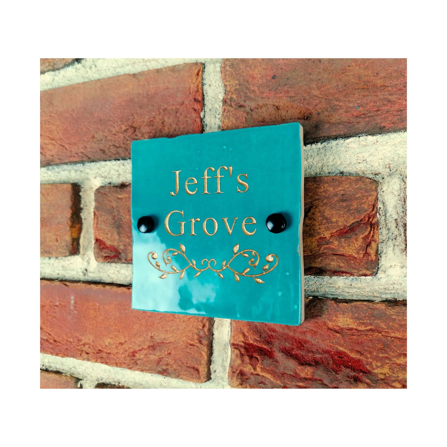 Engraved Ceramic Wall Tile Address Sign | Irish Handmade Square Door Number House Name | Rustic Custom Personalised Postcode Mailbox Irish