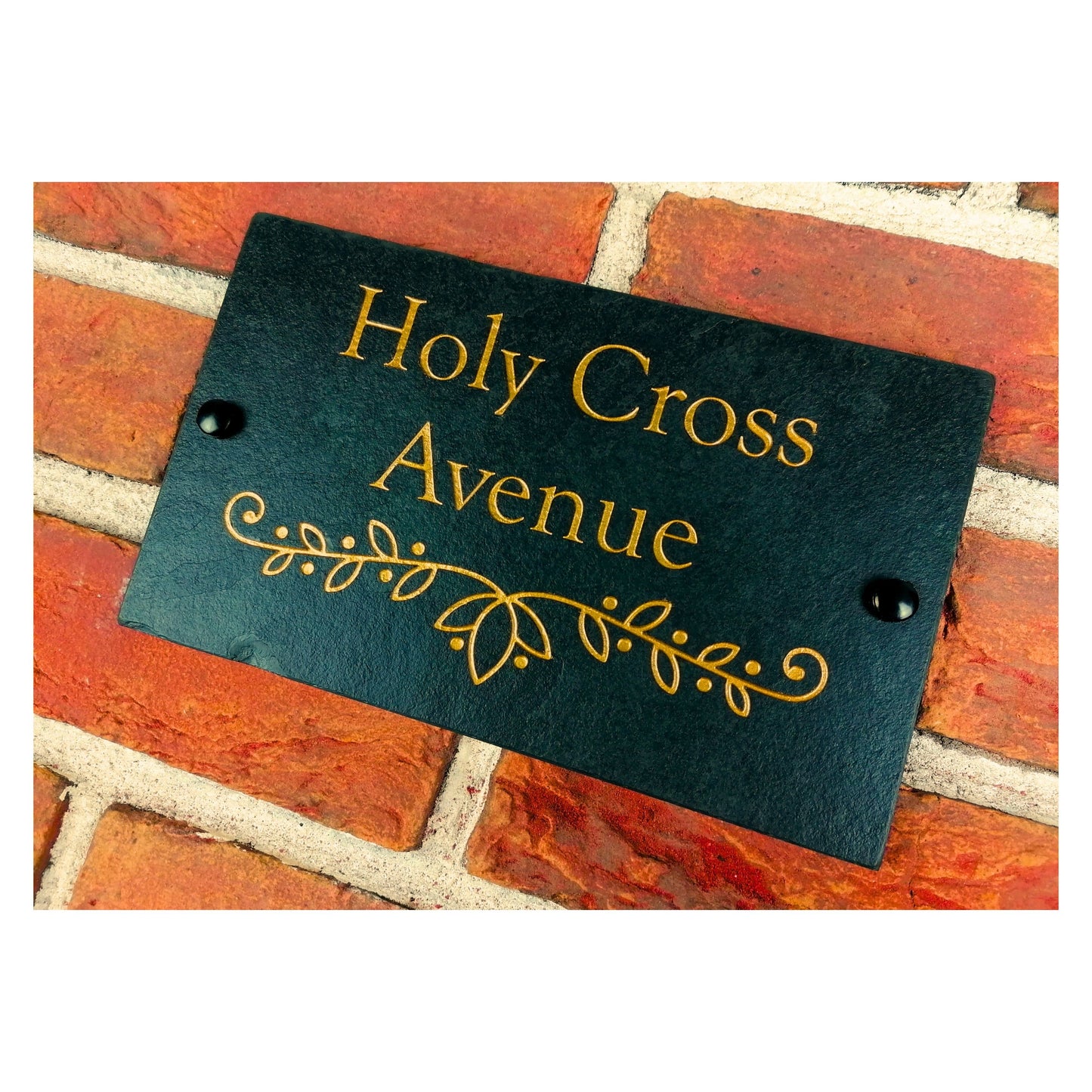 Engraved Natural Slate House Address Sign - Rustic Farmhouse Style Door Number - Wedding, Housewarming, Anniversary Gift Idea