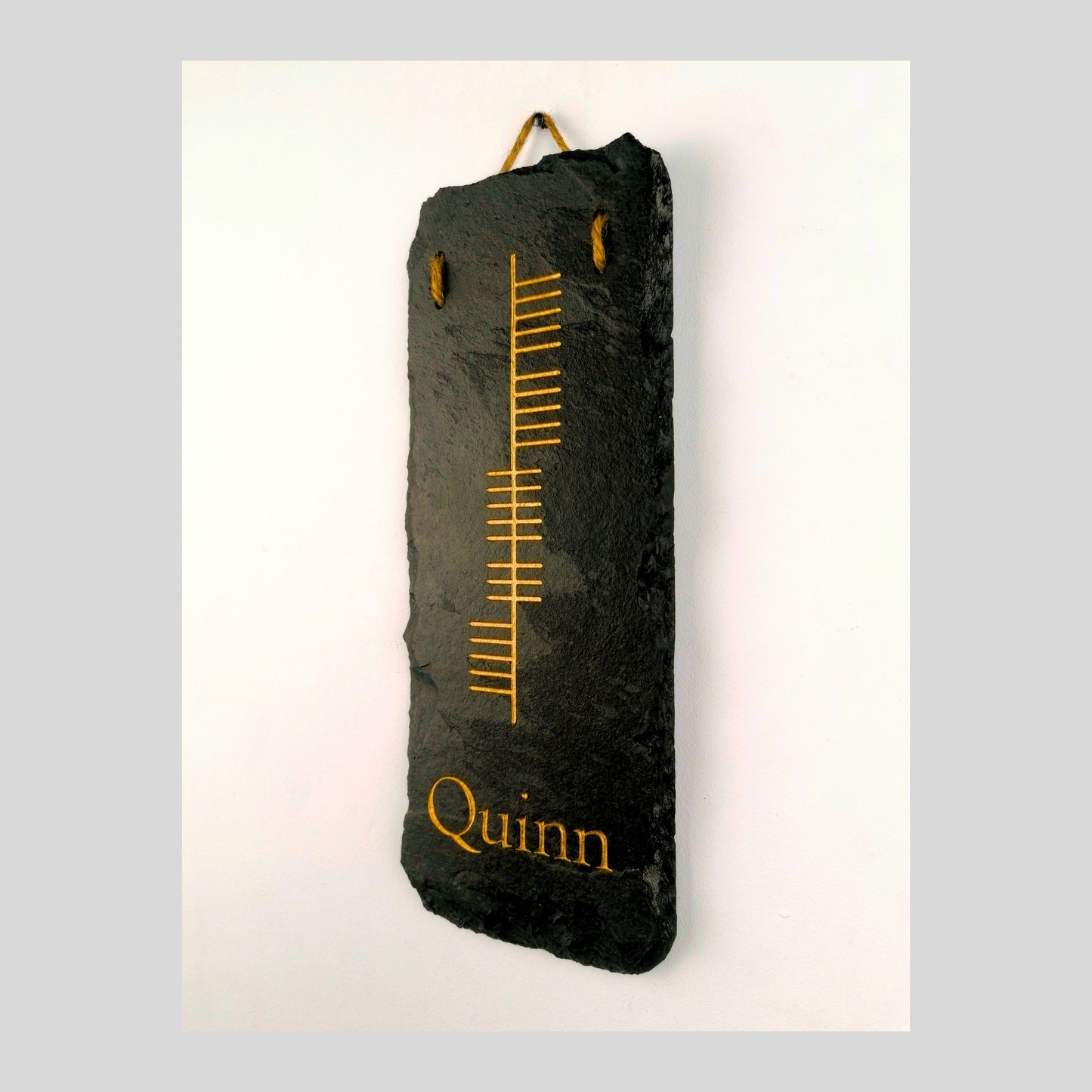 Ogham Wall Hanging | Natural Slate | Handmade Deep Engraved Signs | Celtic Irish Gaelic Traditional | Rustic Home Decor | Unique Gift Ideas