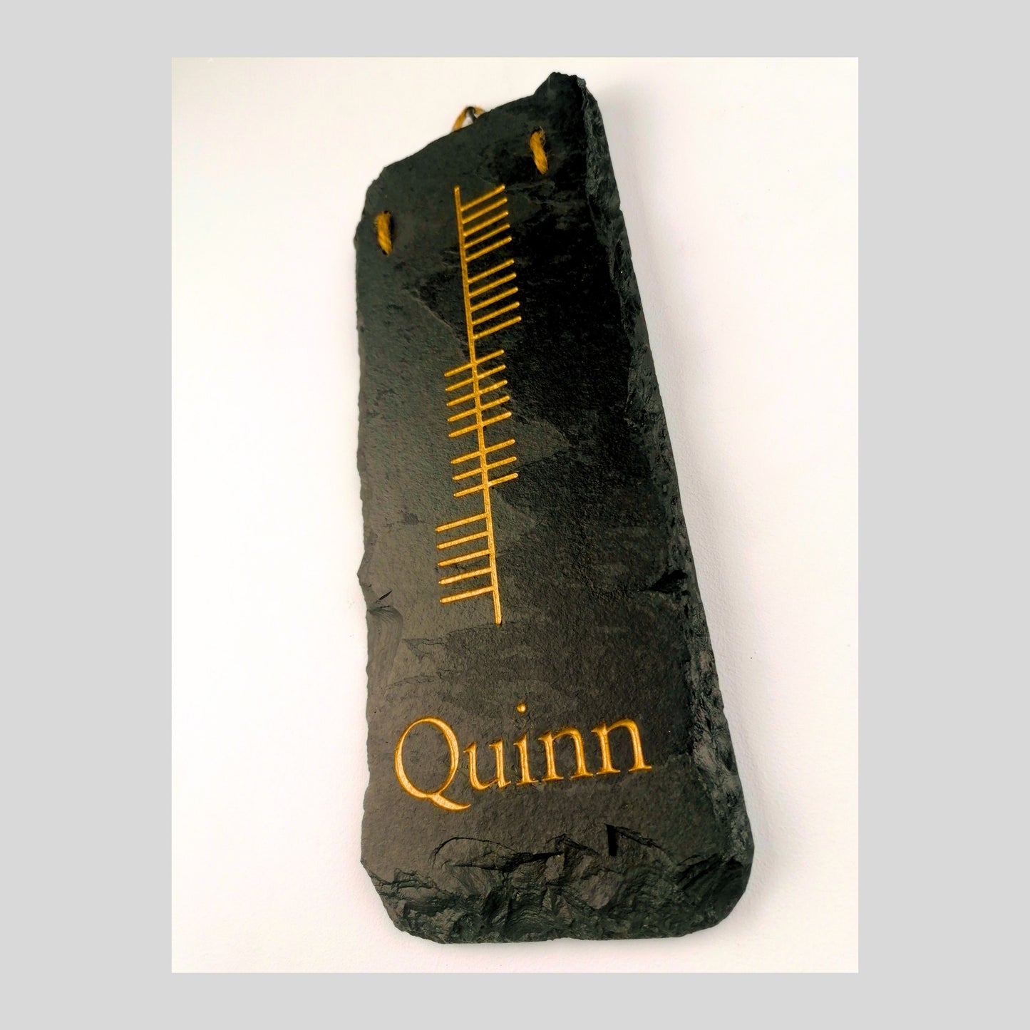 Ogham Wall Hanging | Natural Slate | Handmade Deep Engraved Signs | Celtic Irish Gaelic Traditional | Rustic Home Decor | Unique Gift Ideas