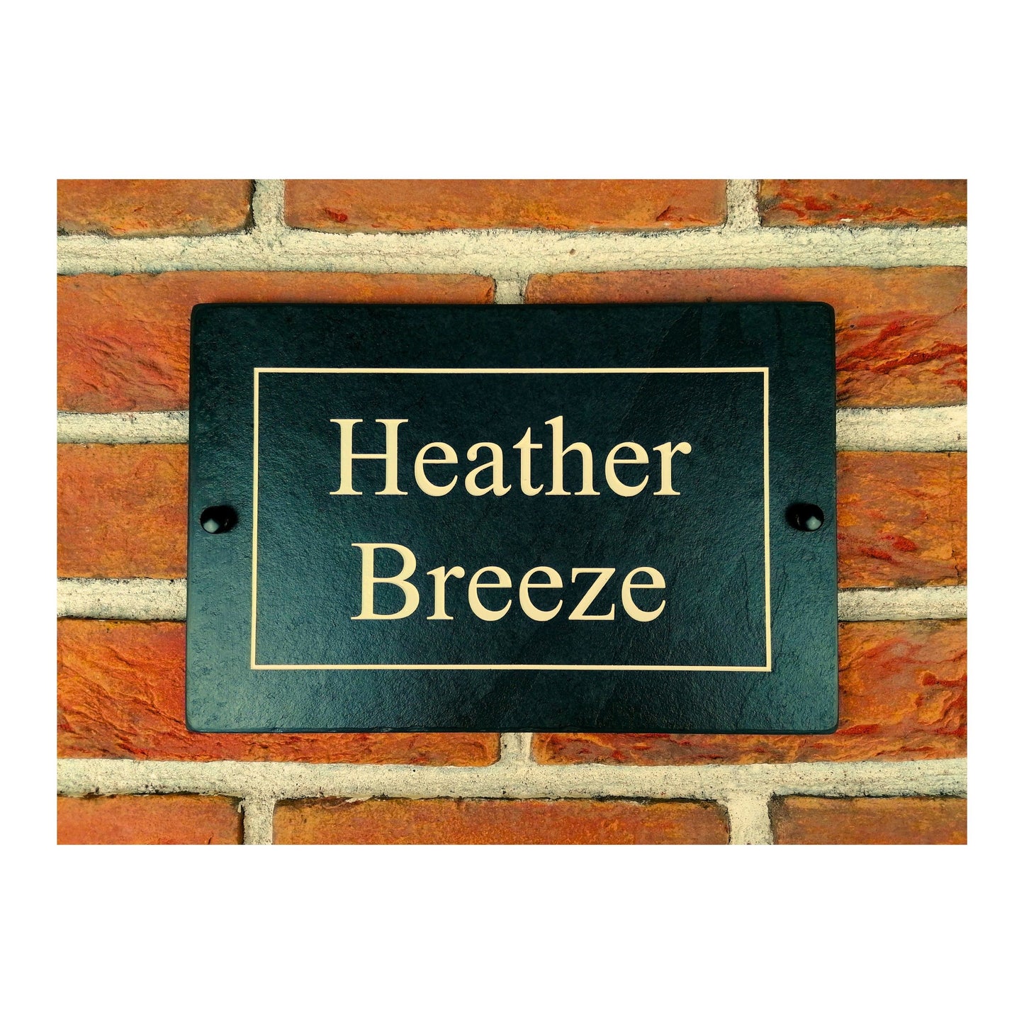 Engraved Natural Slate House Address Sign - Rustic Farmhouse Style Door Number - Wedding, Housewarming, Anniversary Gift Idea