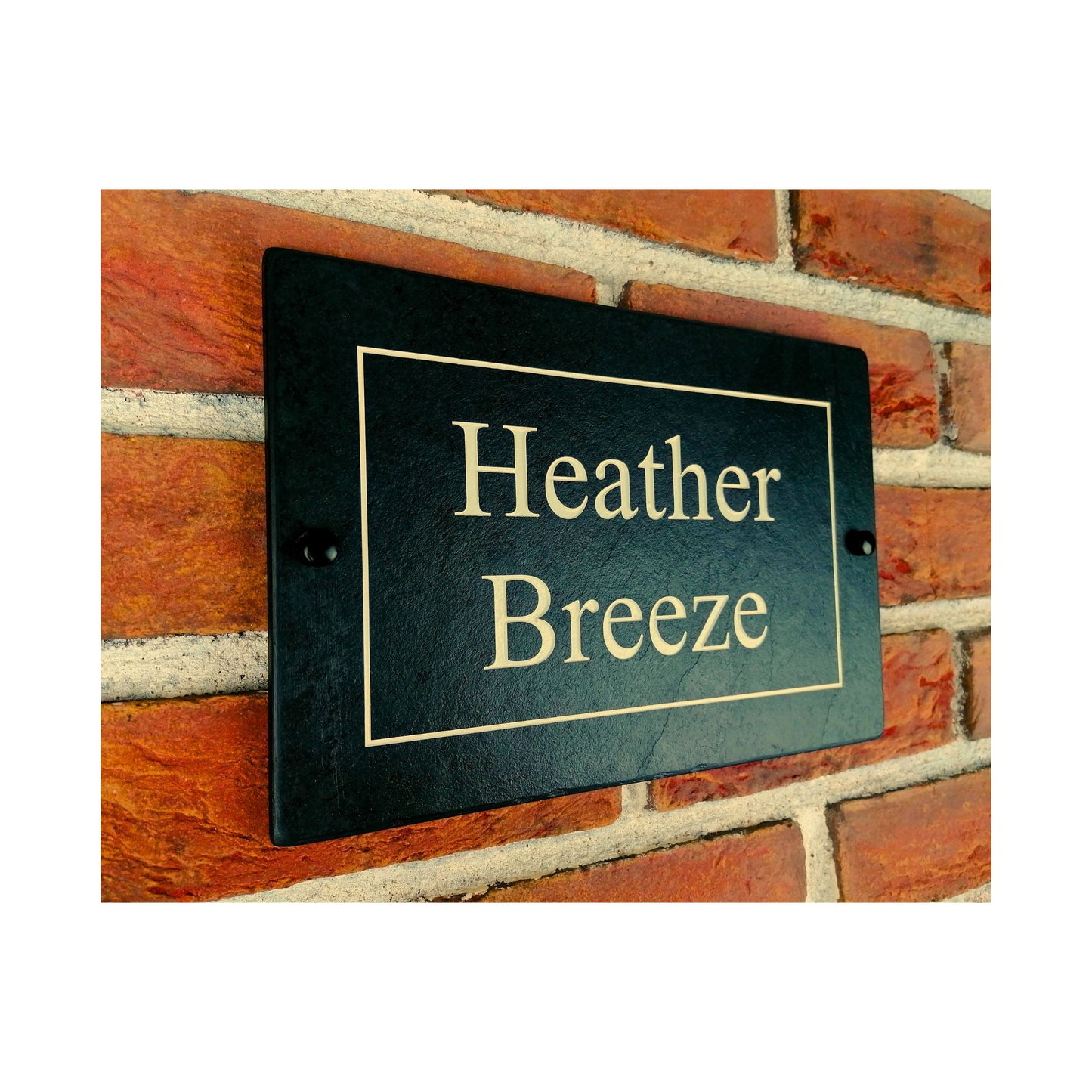 Engraved Natural Slate House Address Sign - Rustic Farmhouse Style Door Number - Wedding, Housewarming, Anniversary Gift Idea