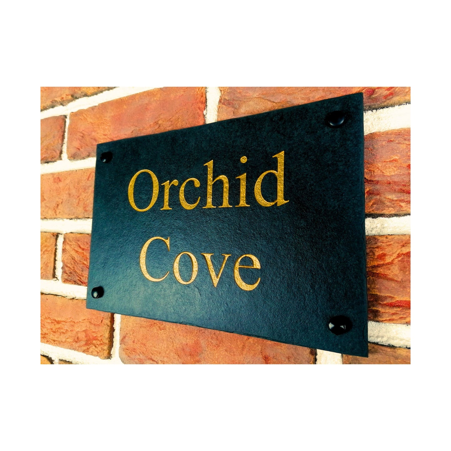 Engraved Natural Slate House Address Sign - Rustic Farmhouse Style Door Number - Wedding, Housewarming, Anniversary Gift Idea