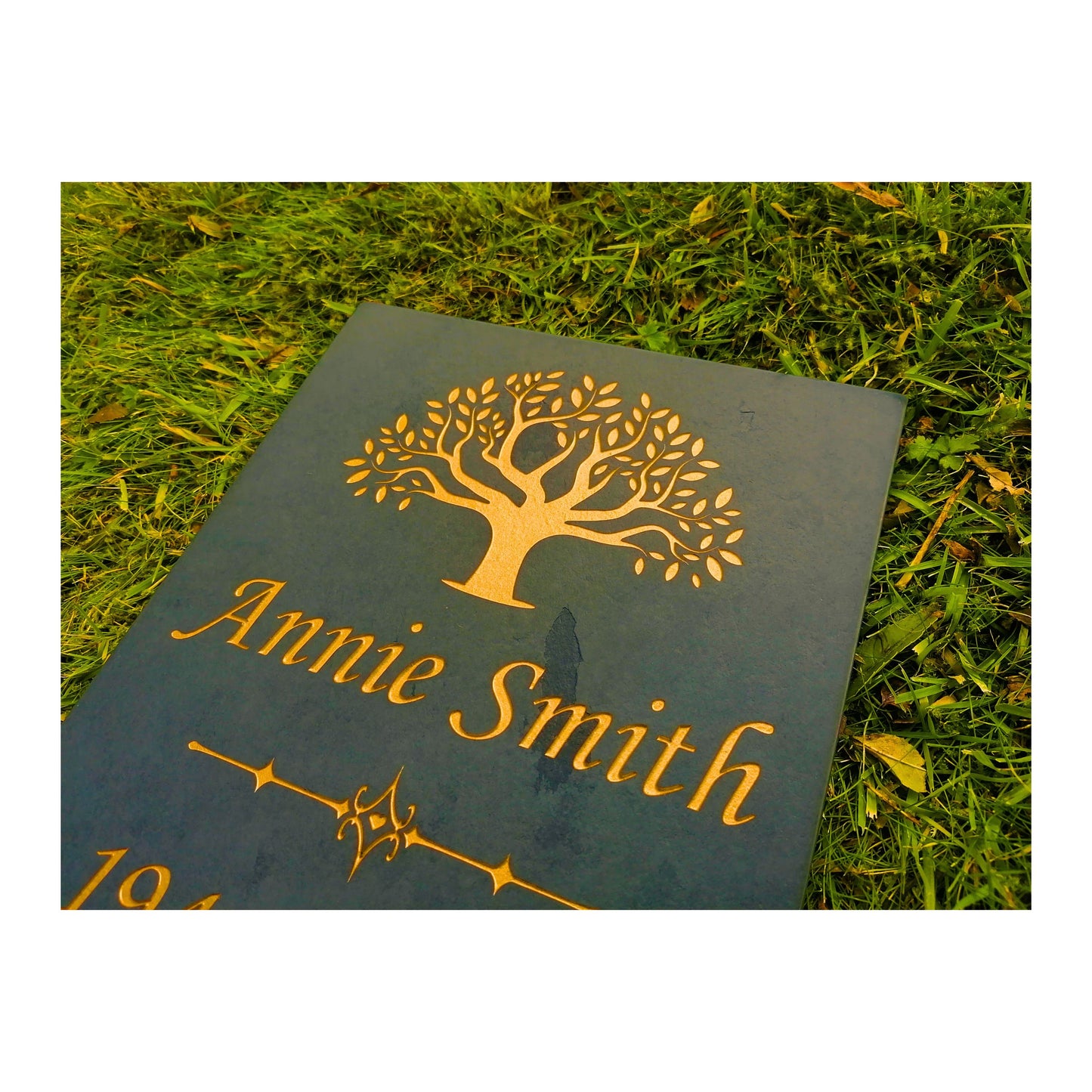 Grave Marker Memorial Plaque | Engraved Natural Slate | Custom Personalised | Gold Copper Silver | Memories Tributes Stone Headstones Bereavement