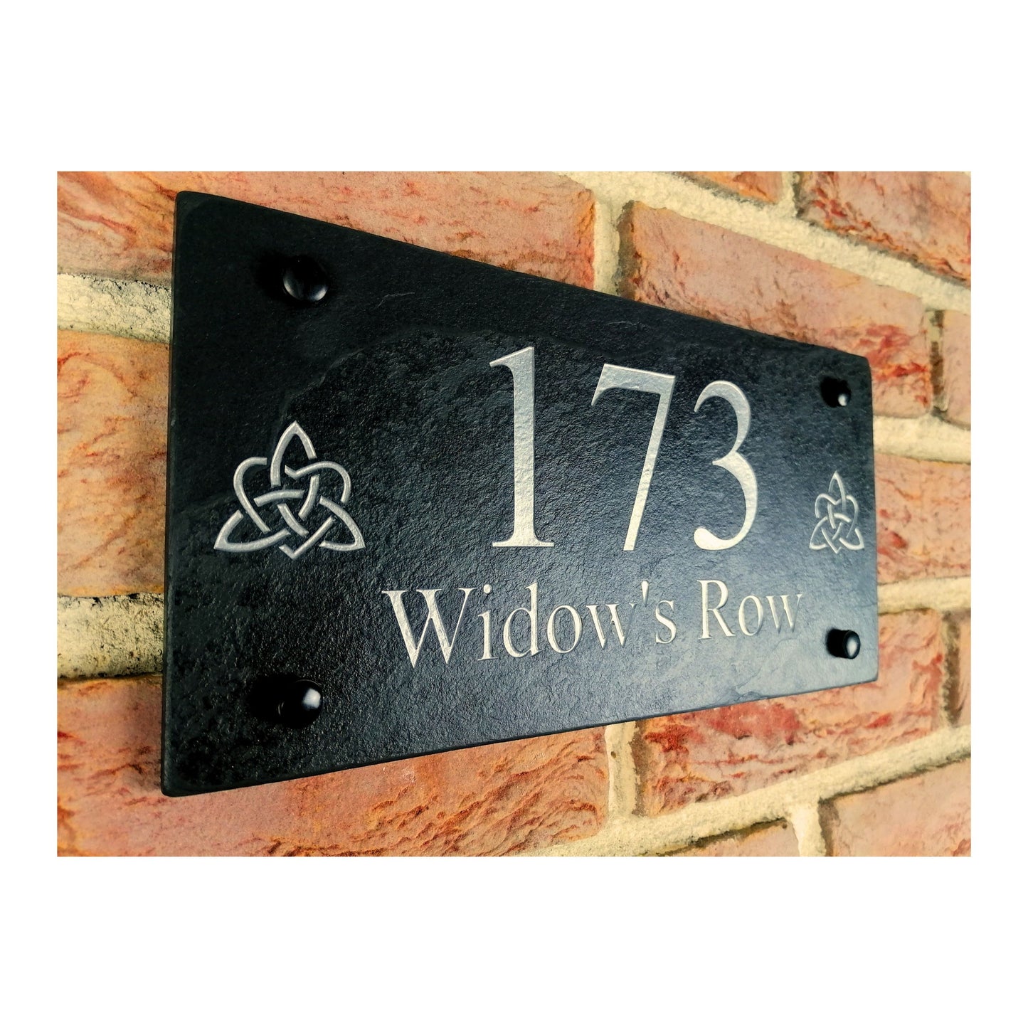 Engraved Natural Slate House Address Sign - Rustic Farmhouse Style Door Number - Wedding, Housewarming, Anniversary Gift Idea