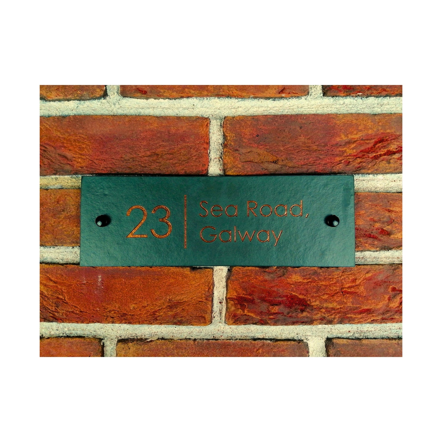 Engraved Natural Slate House Address Sign - Rustic Farmhouse Style Door Number - Wedding, Housewarming, Anniversary Gift Idea