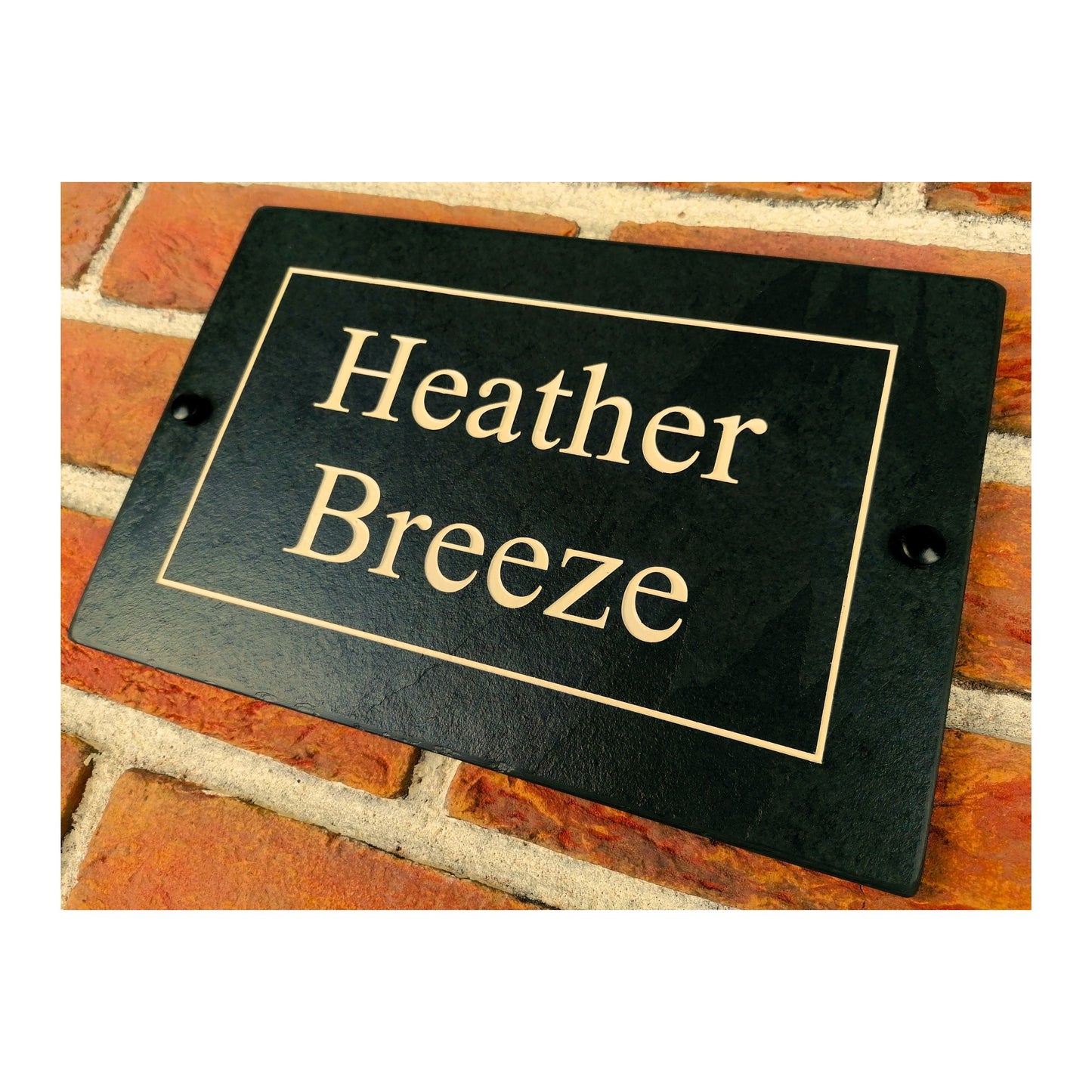 Engraved Natural Slate House Address Sign - Rustic Farmhouse Style Door Number - Wedding, Housewarming, Anniversary Gift Idea