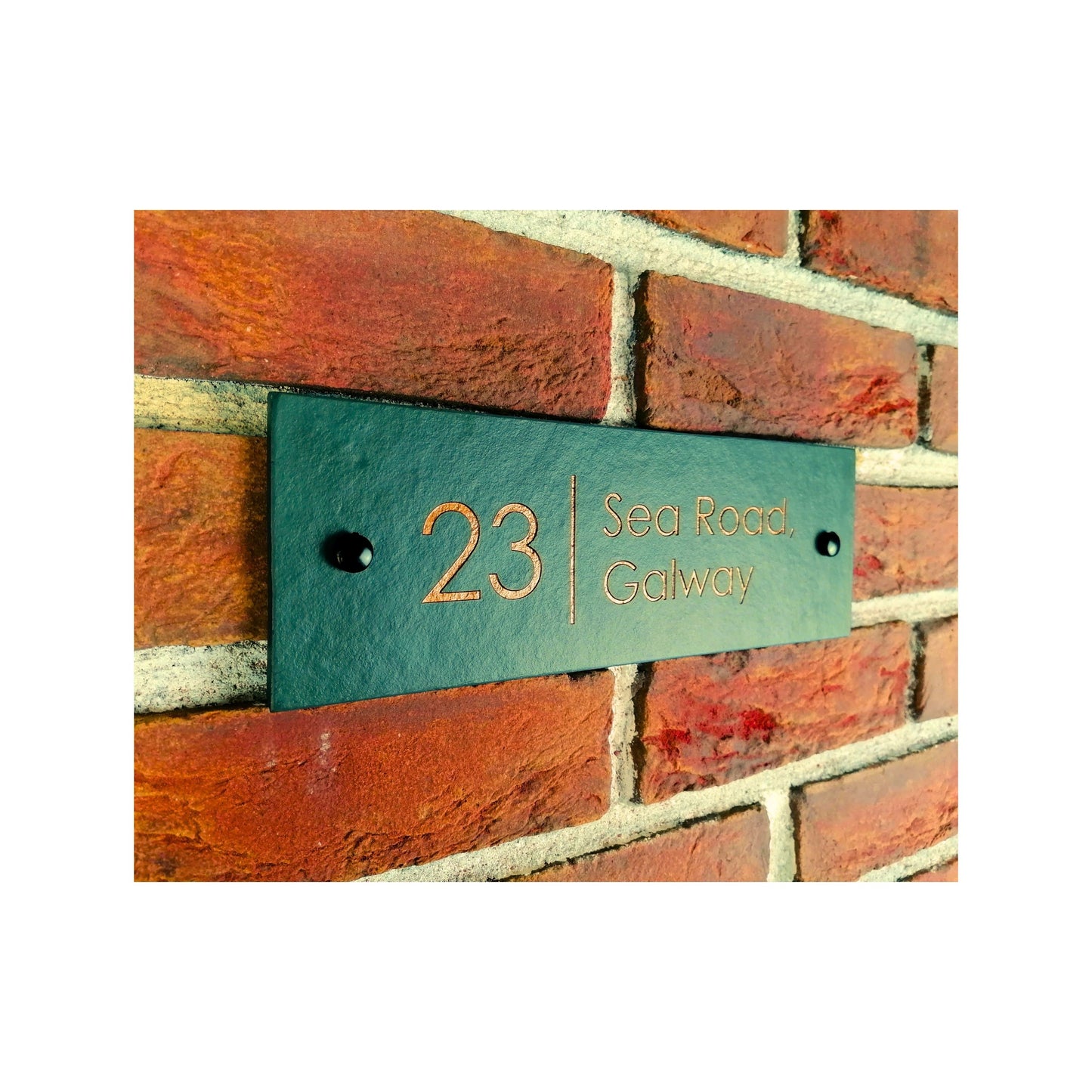 Engraved Natural Slate House Address Sign - Rustic Farmhouse Style Door Number - Wedding, Housewarming, Anniversary Gift Idea