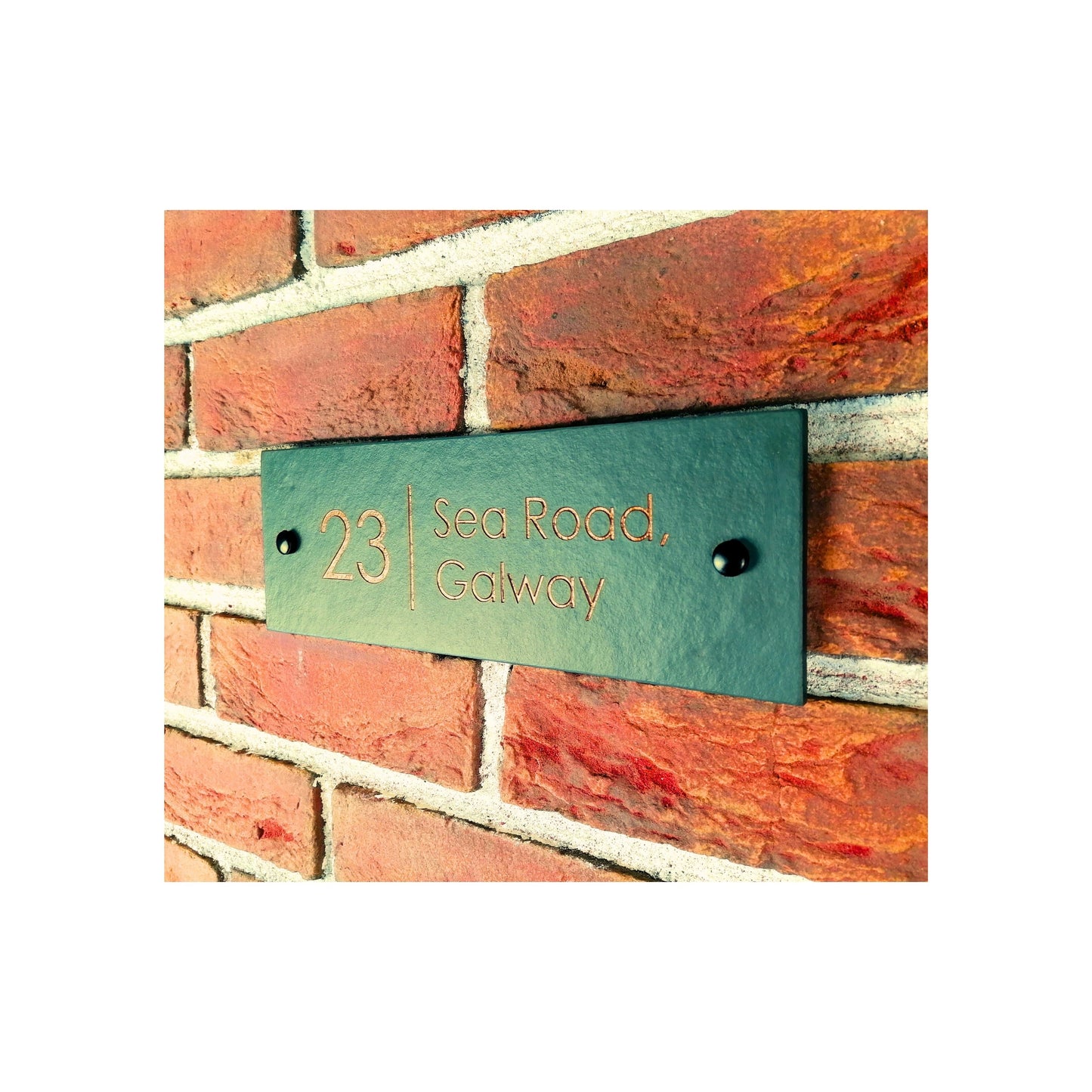 Engraved Natural Slate House Address Sign - Rustic Farmhouse Style Door Number - Wedding, Housewarming, Anniversary Gift Idea