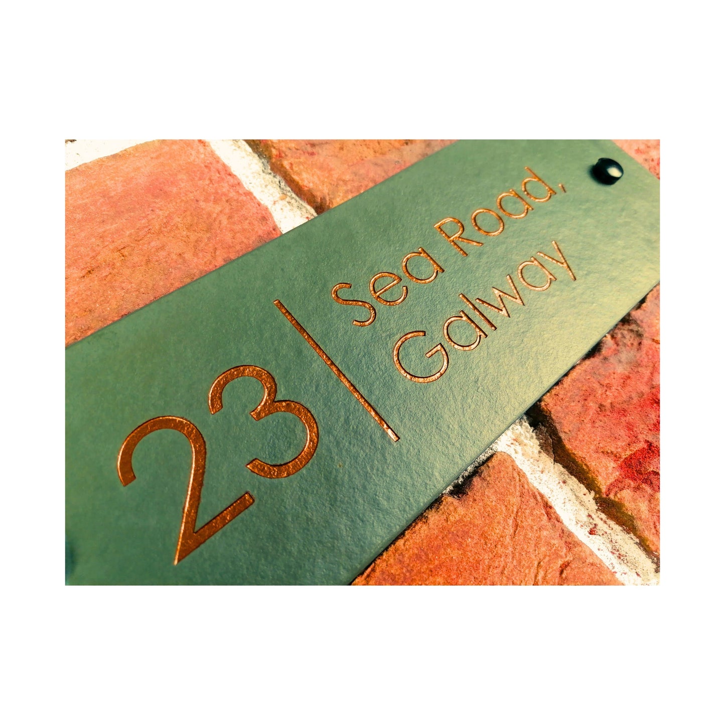 Engraved Natural Slate House Address Sign - Rustic Farmhouse Style Door Number - Wedding, Housewarming, Anniversary Gift Idea