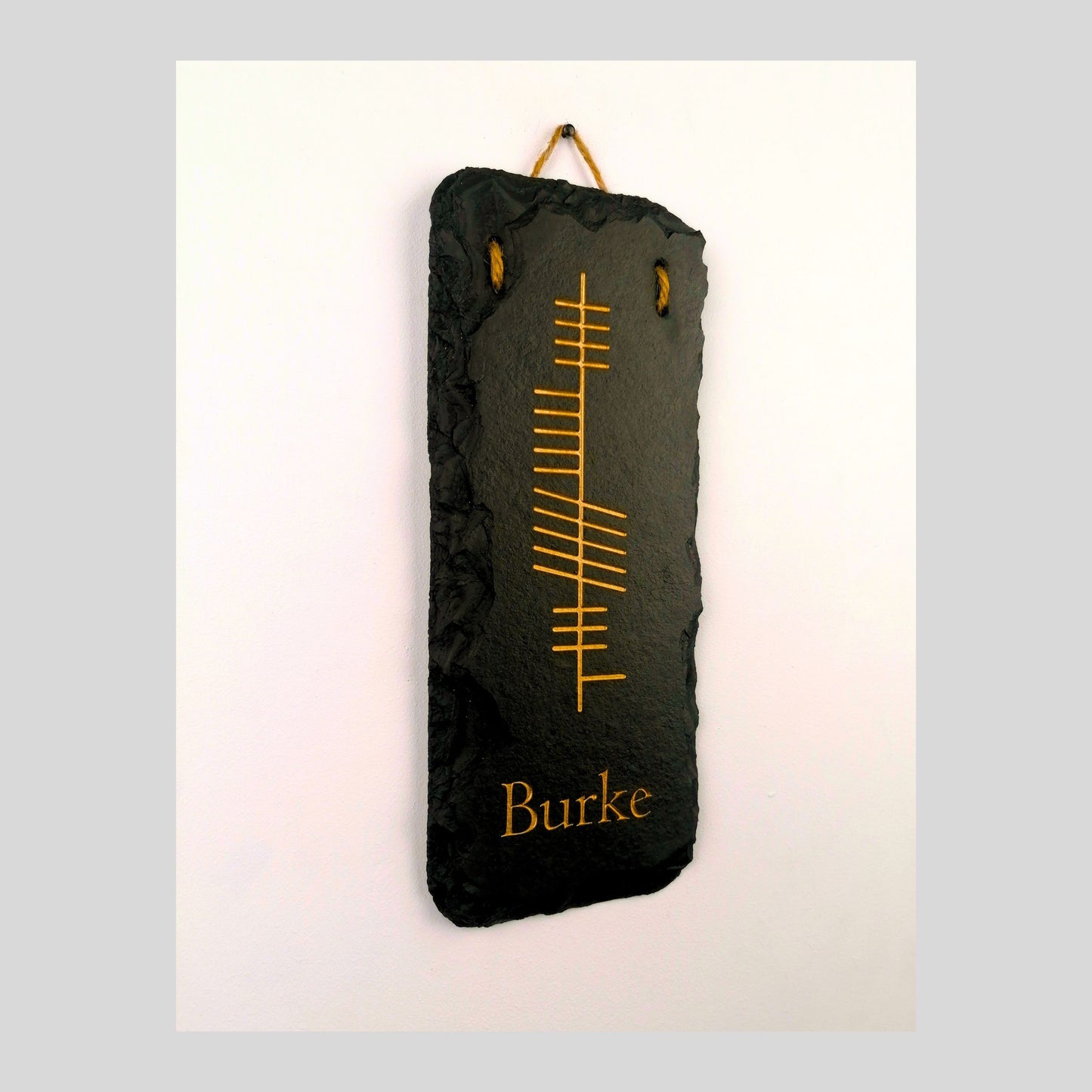 Ogham Wall Hanging | Natural Slate | Handmade Deep Engraved Signs | Celtic Irish Gaelic Traditional | Rustic Home Decor | Unique Gift Ideas