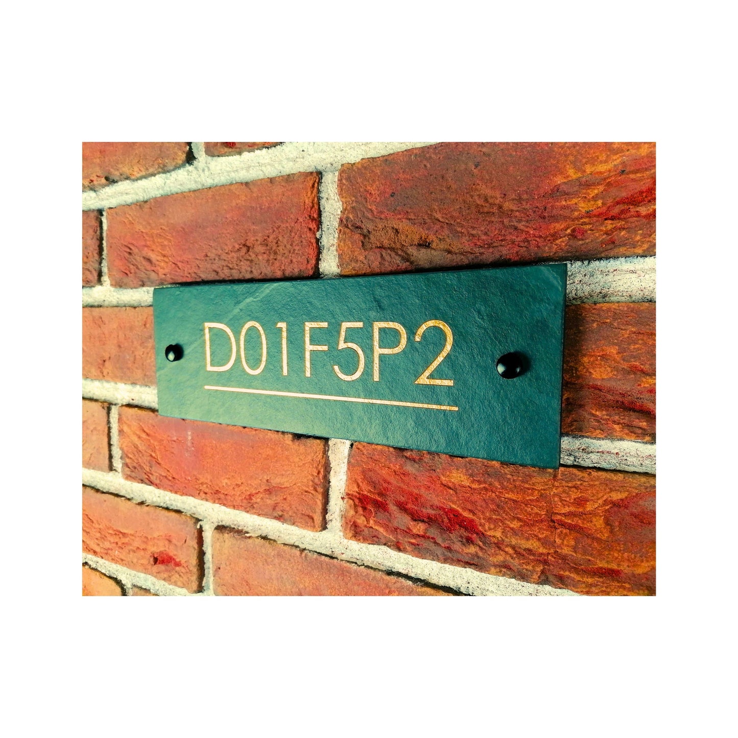 Engraved Natural Slate House Address Sign - Rustic Farmhouse Style Door Number - Wedding, Housewarming, Anniversary Gift Idea