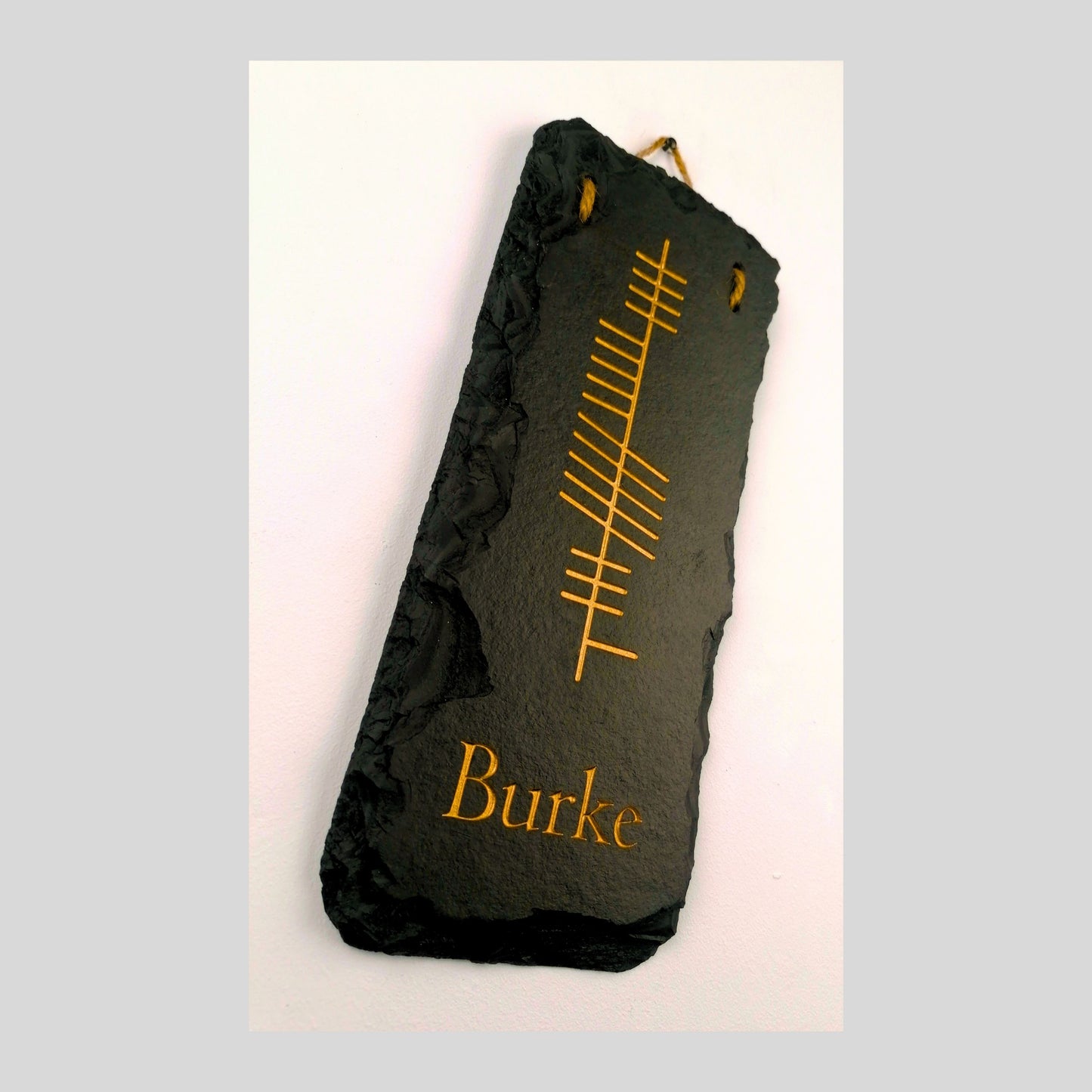 Ogham Wall Hanging | Natural Slate | Handmade Deep Engraved Signs | Celtic Irish Gaelic Traditional | Rustic Home Decor | Unique Gift Ideas
