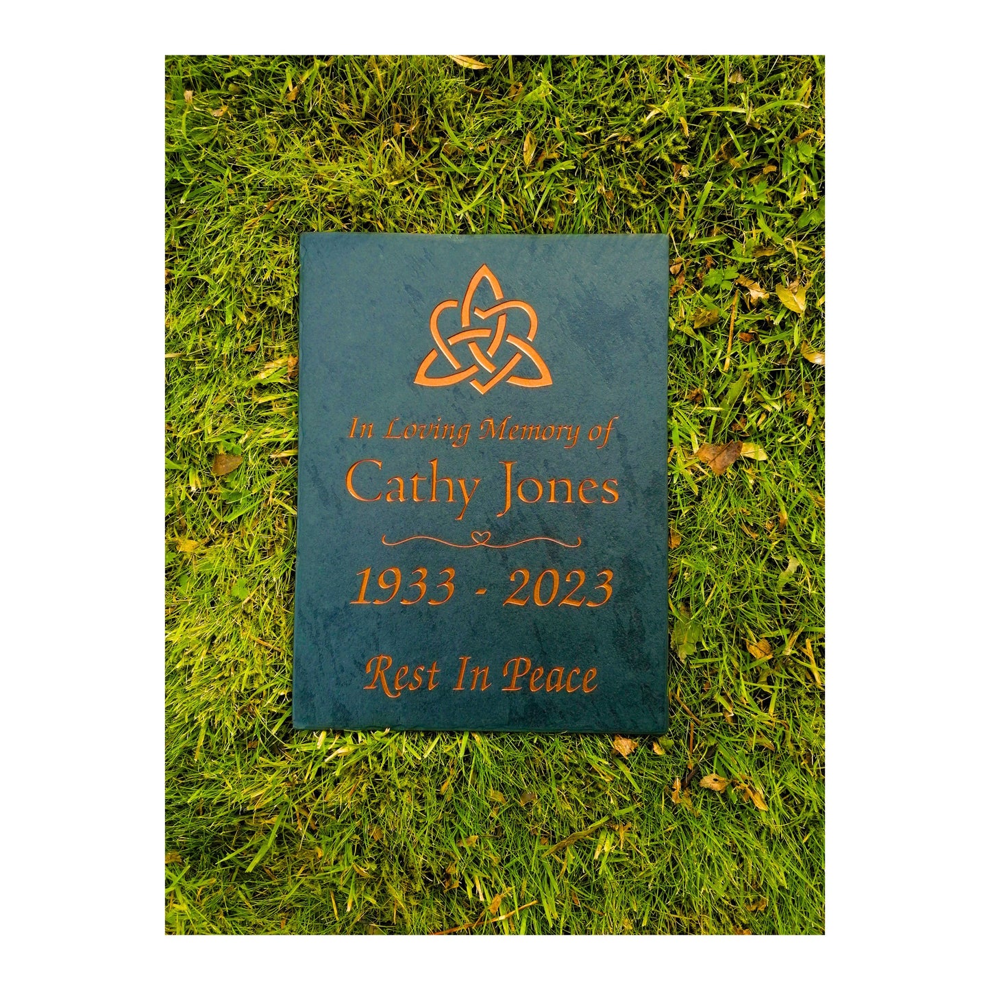 Grave Marker Memorial Plaque | Engraved Natural Slate | Custom Personalised | Gold Copper Silver | Memories Tributes Stone Headstones Bereavement