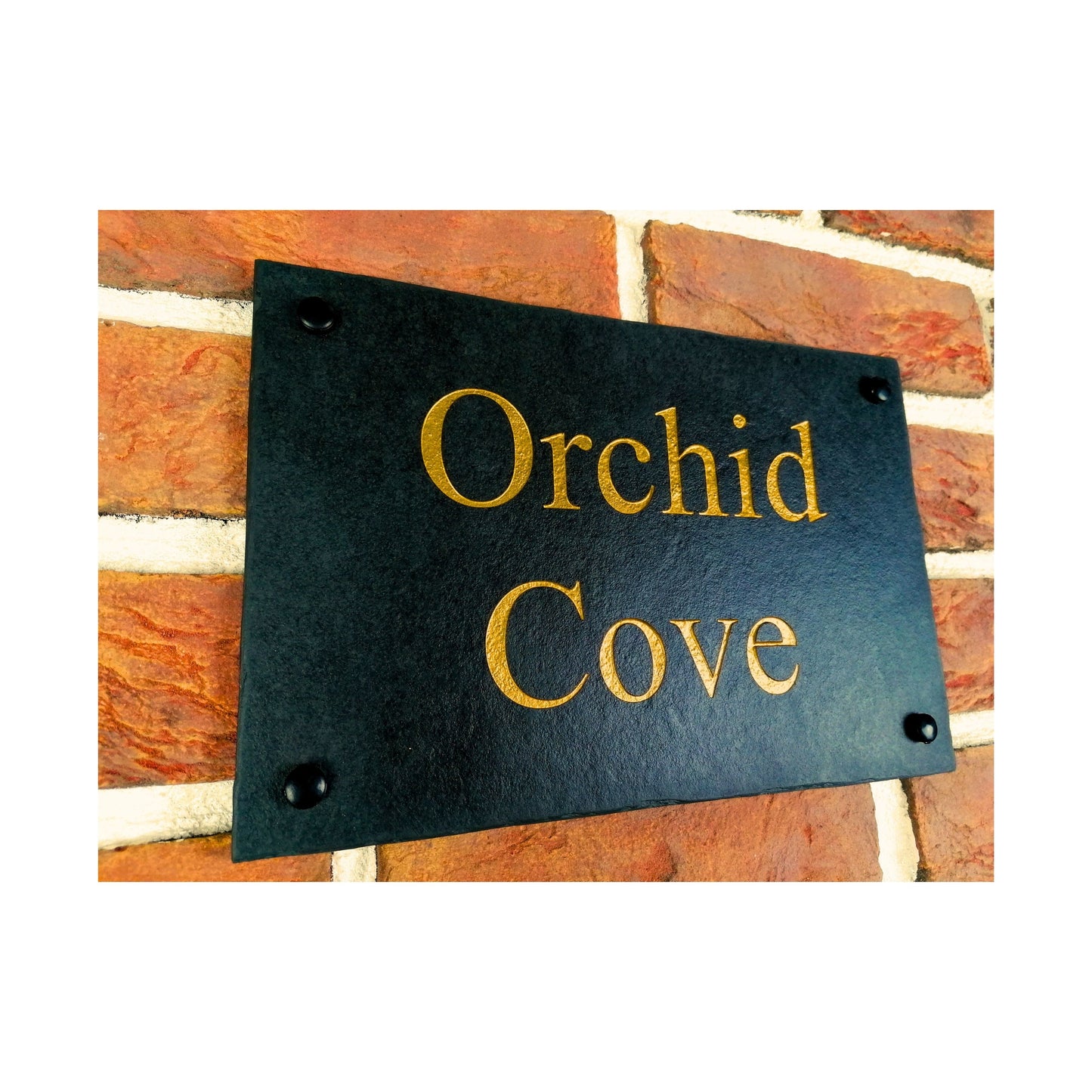 Engraved Natural Slate House Address Sign - Rustic Farmhouse Style Door Number - Wedding, Housewarming, Anniversary Gift Idea