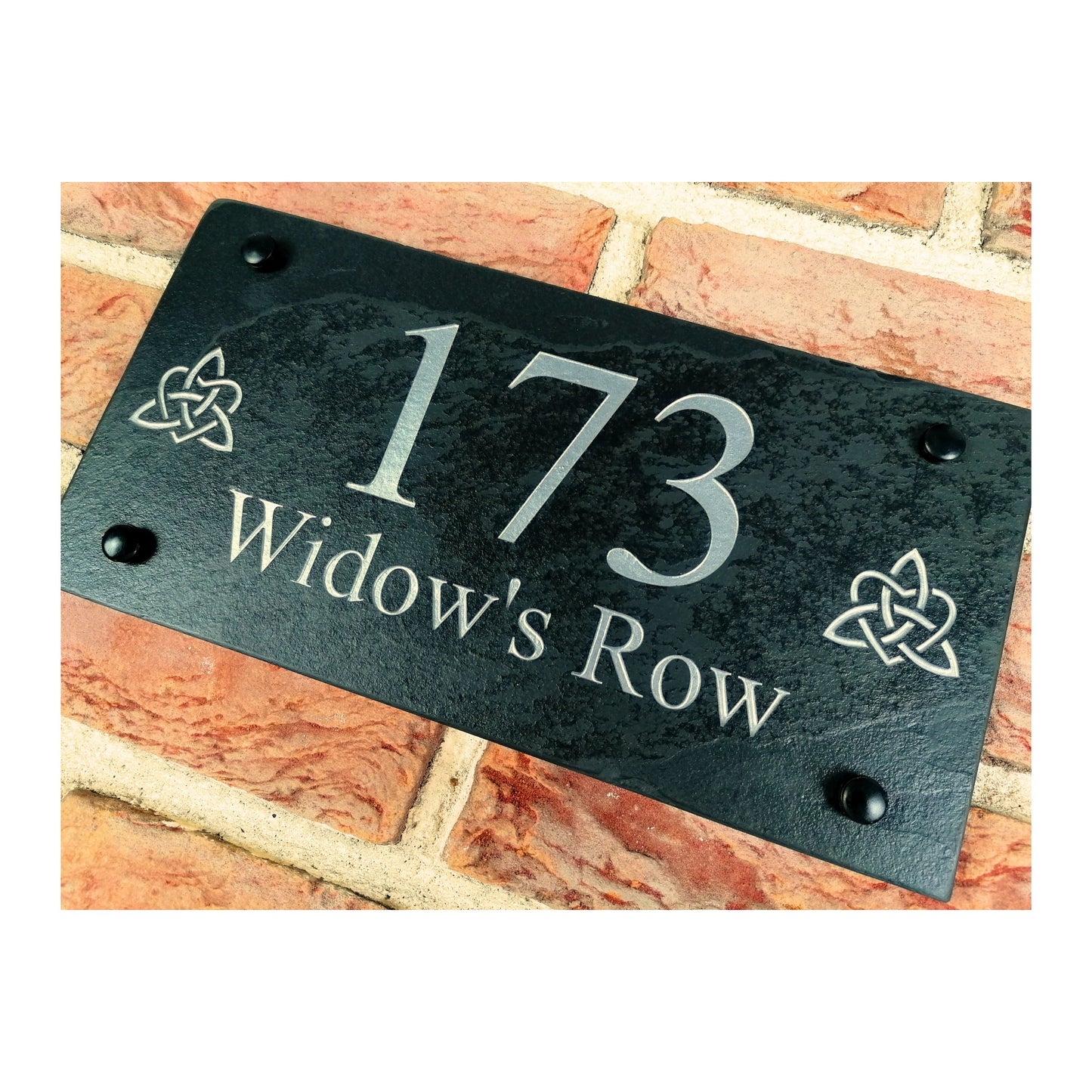 Engraved Natural Slate House Address Sign - Rustic Farmhouse Style Door Number - Wedding, Housewarming, Anniversary Gift Idea