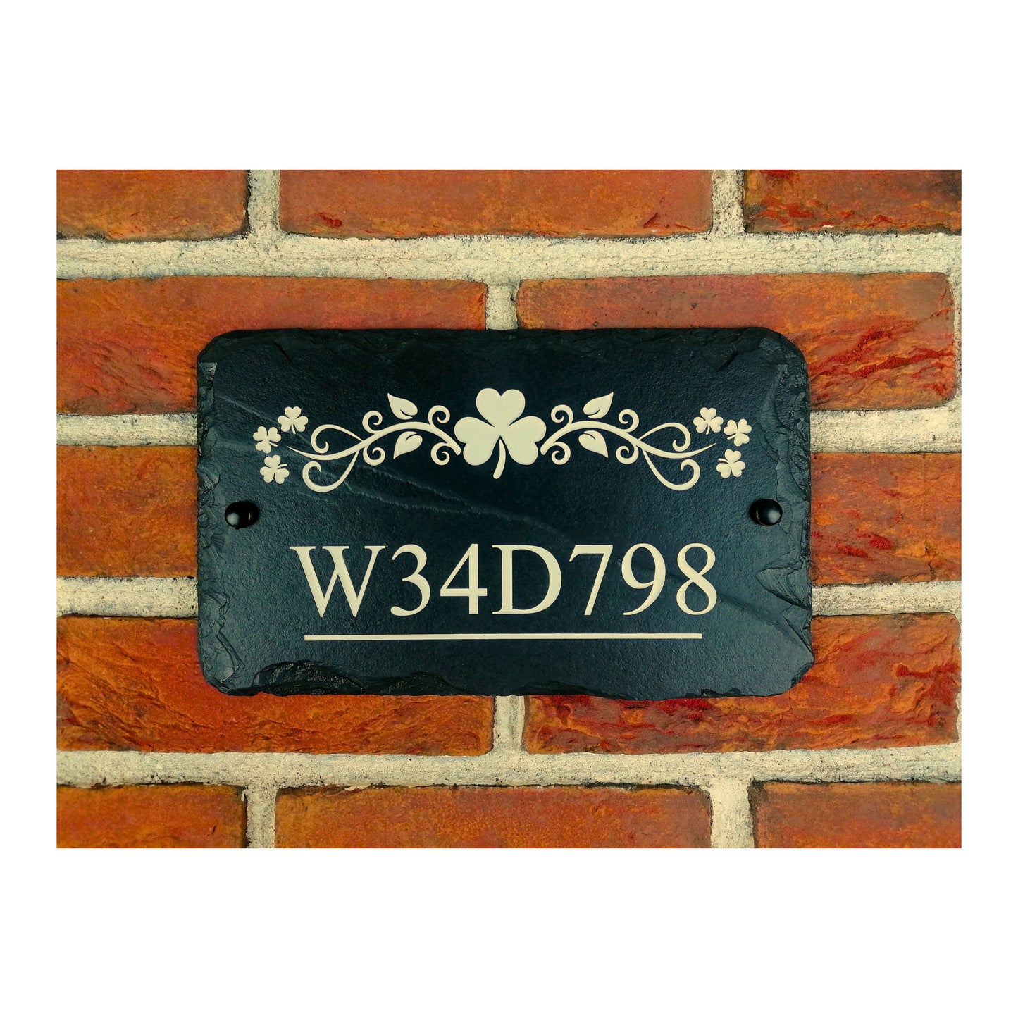 Engraved Natural Slate House Address Sign - Rustic Farmhouse Style Door Number - Wedding, Housewarming, Anniversary Gift Idea