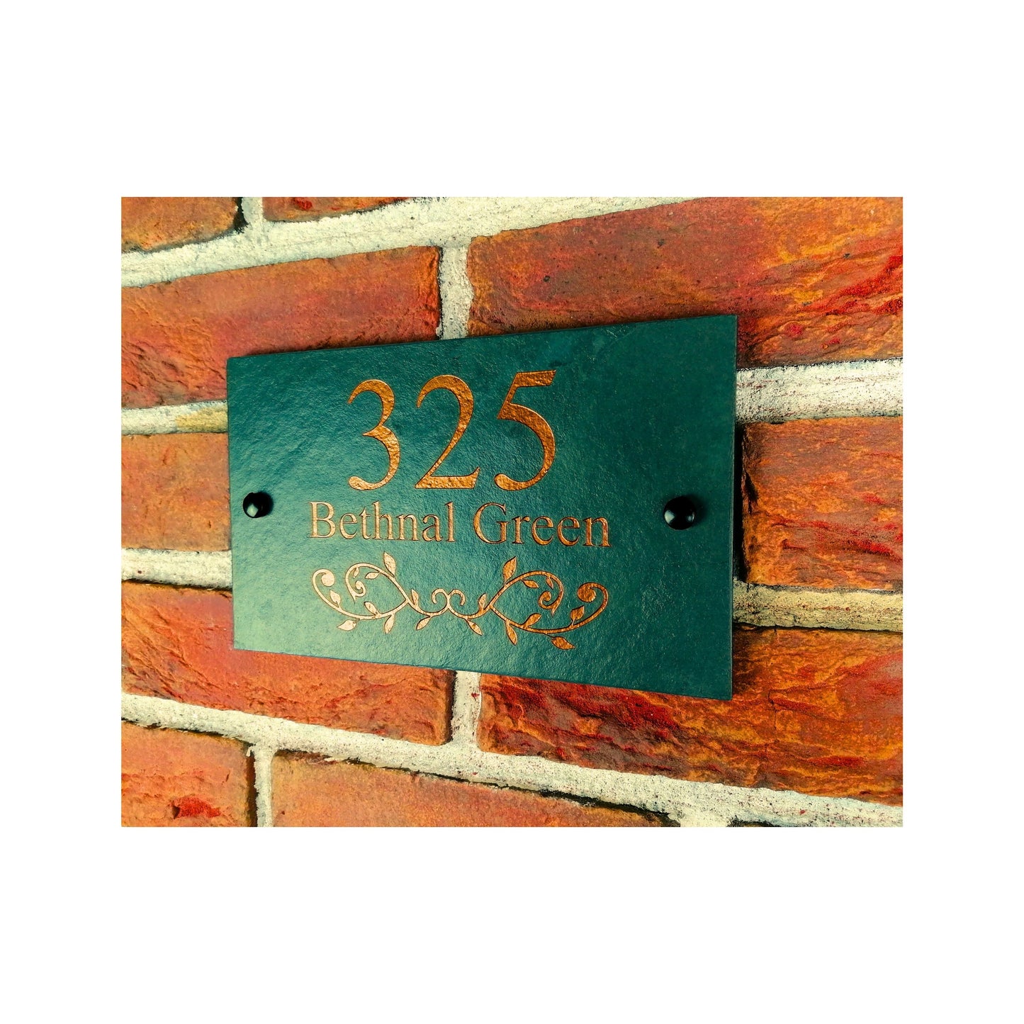Engraved Natural Slate House Address Sign - Rustic Farmhouse Style Door Number - Wedding, Housewarming, Anniversary Gift Idea