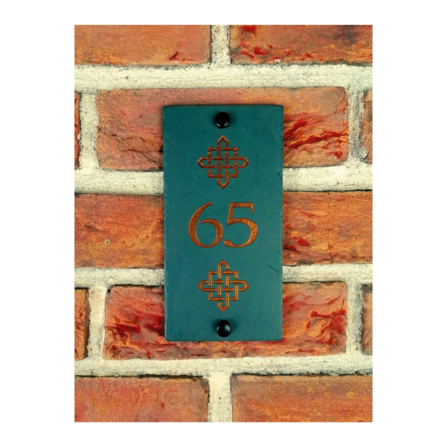 Engraved Natural Slate House Number Sign - Rustic Farmhouse Style Door Number - Wedding, Housewarming, Anniversary Gift Idea